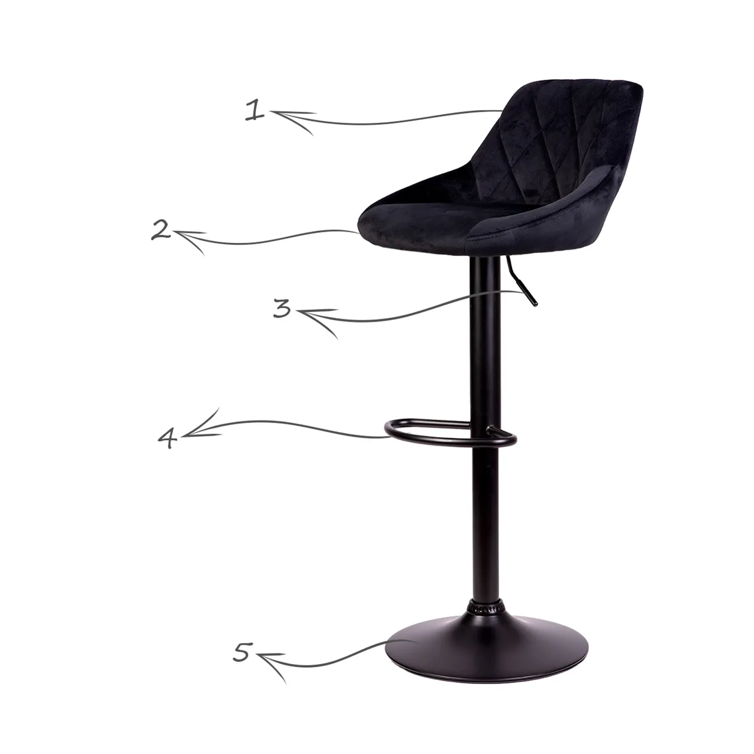 Nerra Sofatel juoda baro kėdė su atlošu ir juodu pagrindu - nuotrauka 1