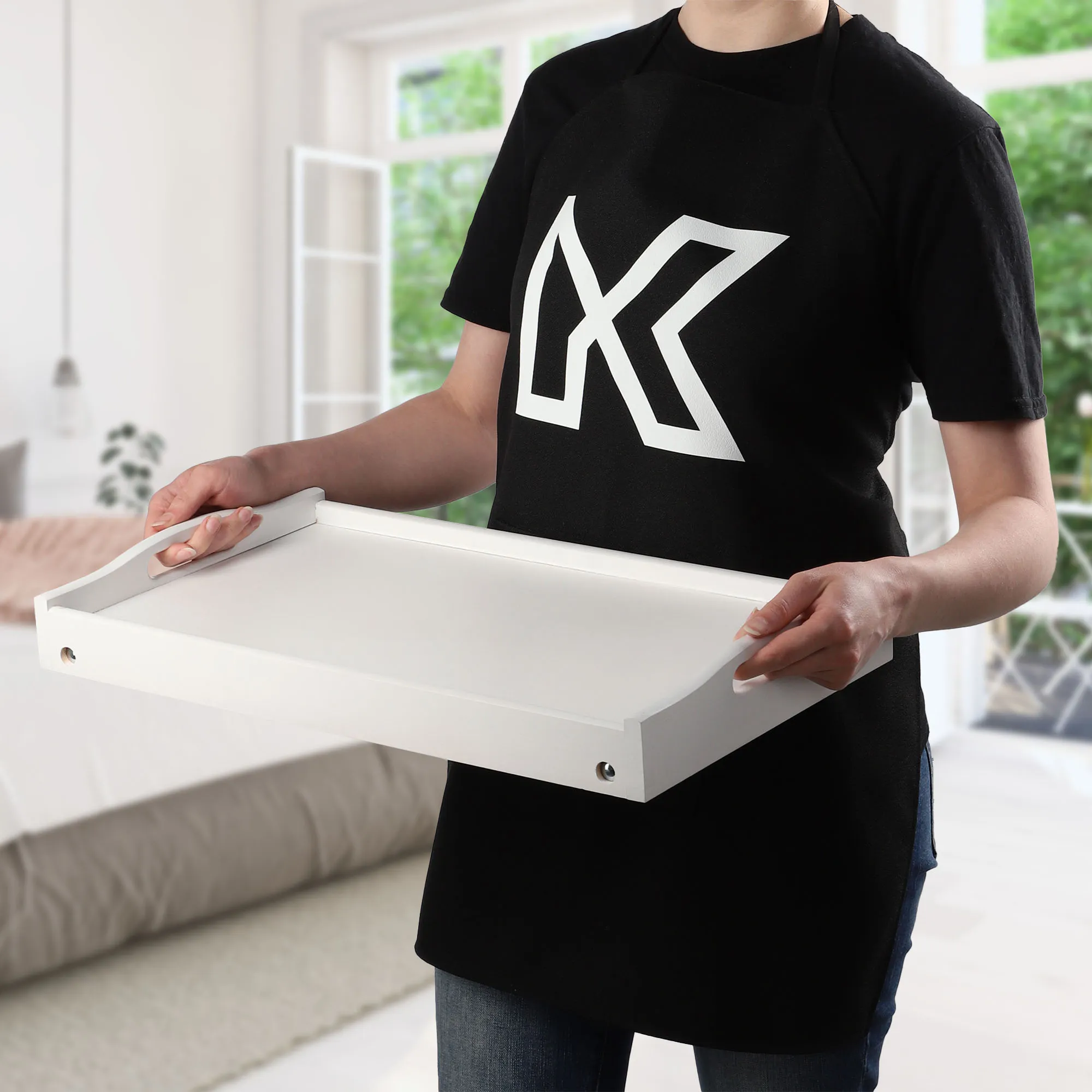 „Solia“ pusryčių stalas, nešiojamam kompiuteriui, 50 cm, baltas