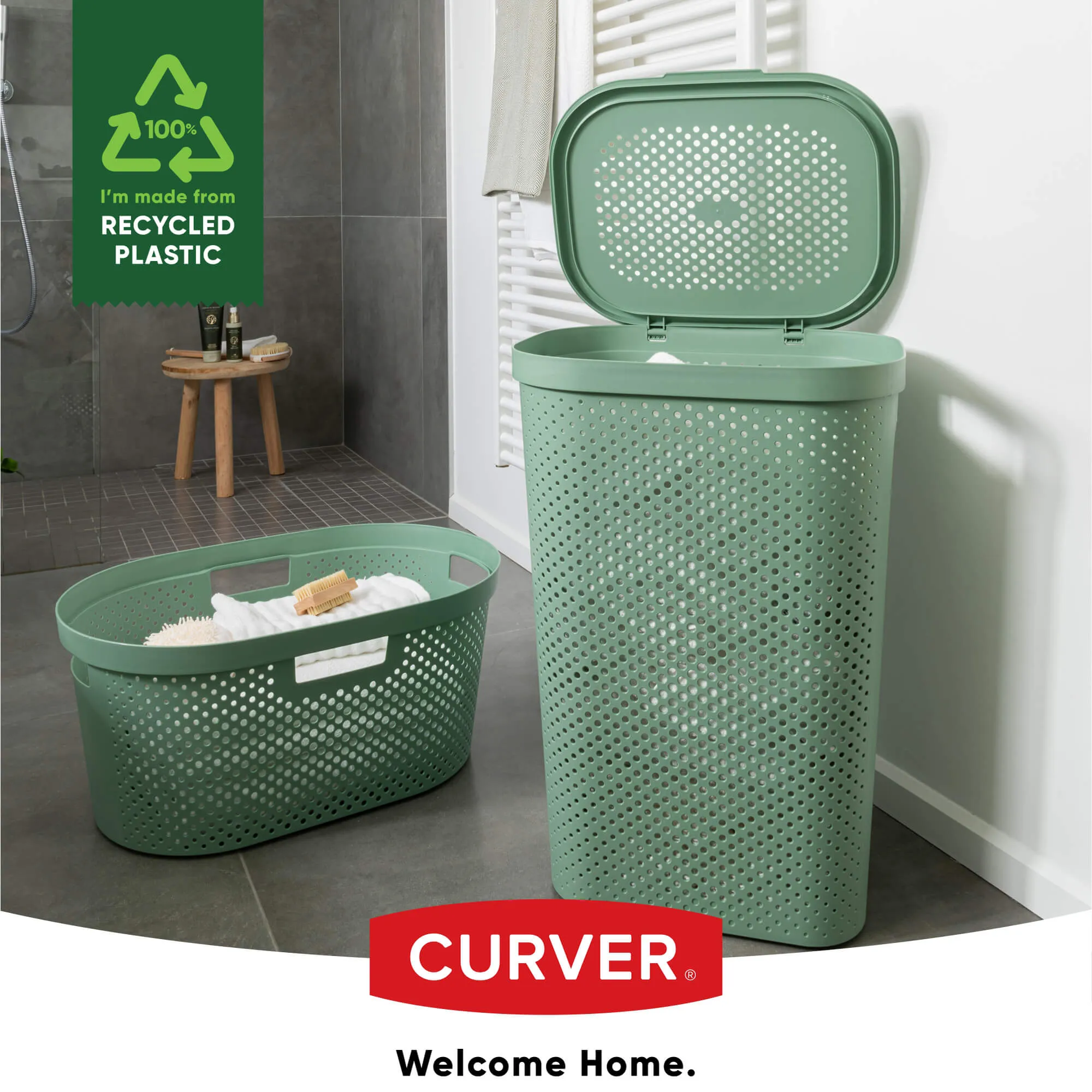 Curver Infinity 60L žalia šiukšliadėžė su dangčiu