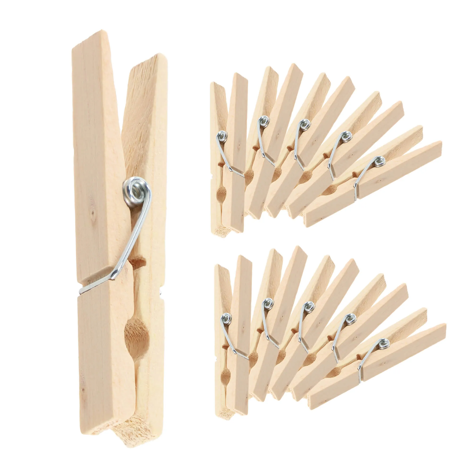 Mediniai skalbinių segtukai, rudi, 10 vnt.