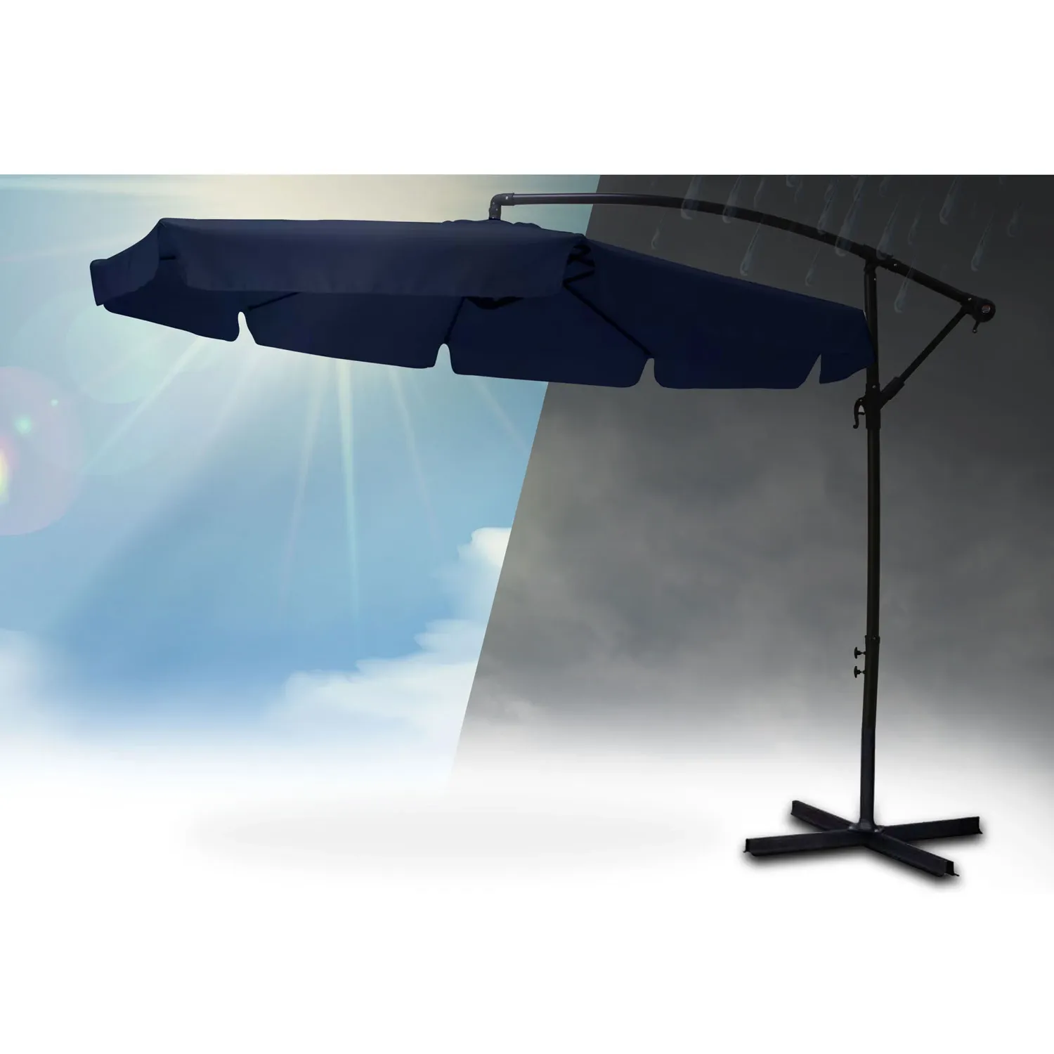 Sulankstomas sodo skėtis, 6 segmentų, tamsiai mėlynas, 350 cm - nuotrauka 1