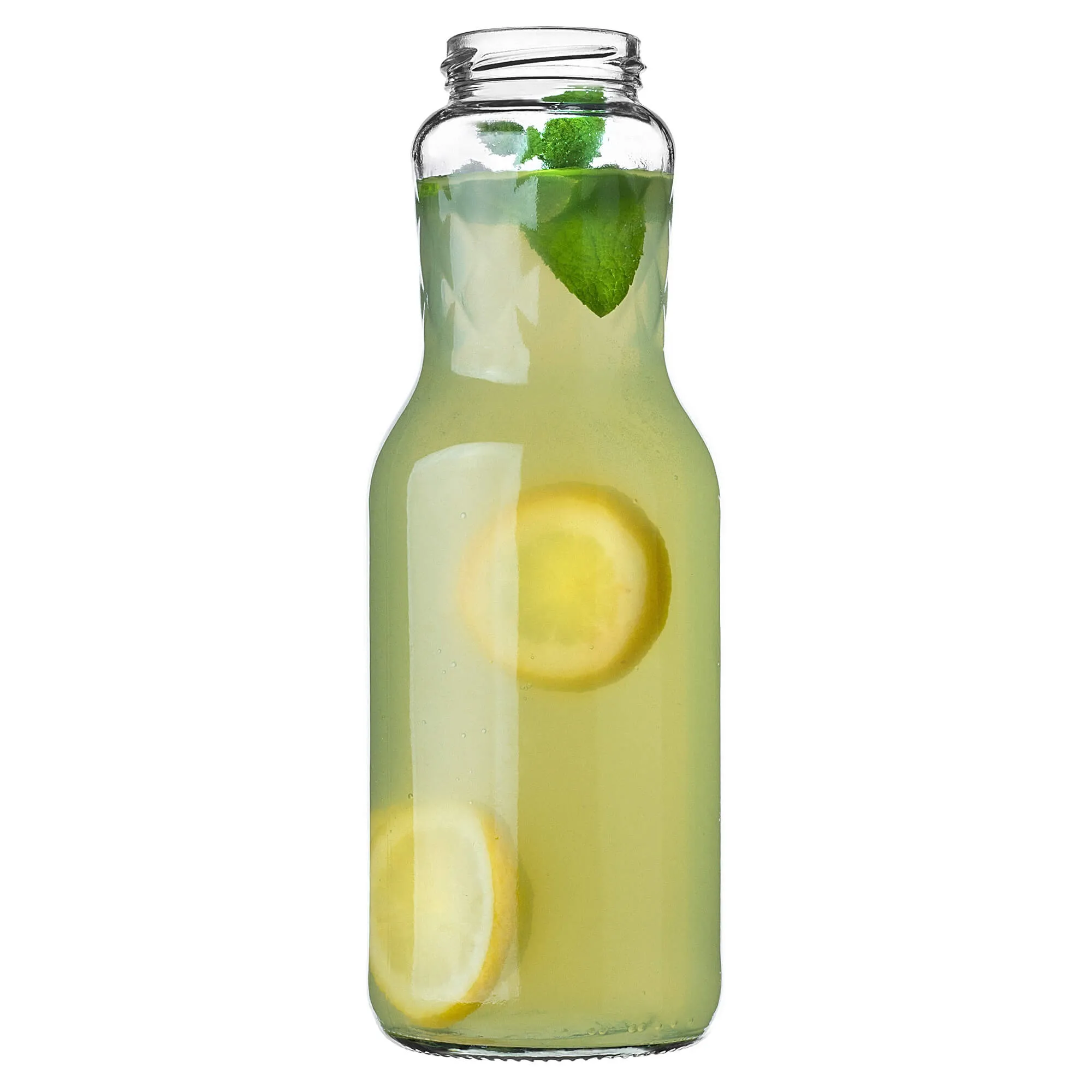 Sorga stiklinis sulčių butelis 1 l + dangtelis FI53 juodas 1 vnt.