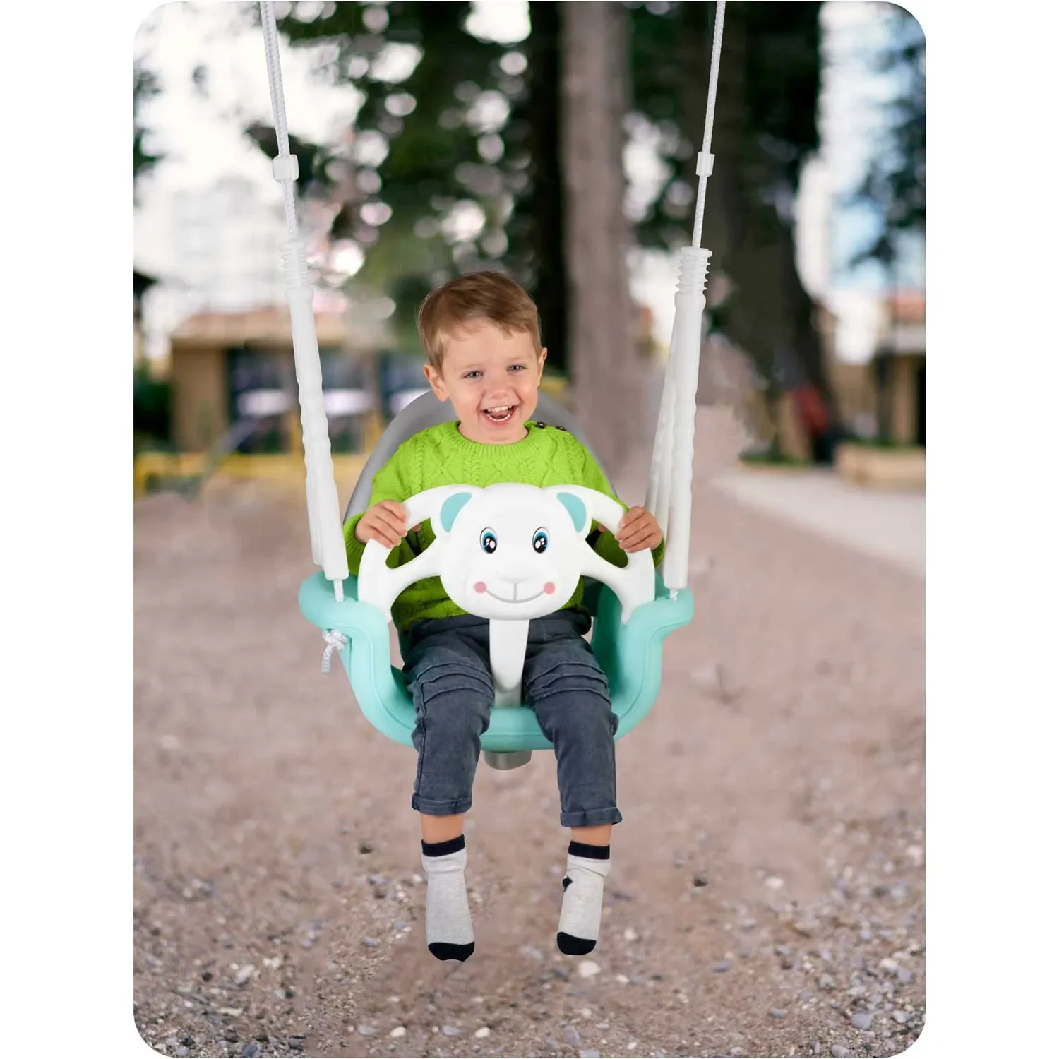 Ricokids 3 viename meškiuko kibirėlio sūpynės, turkio spalvos - nuotrauka 1