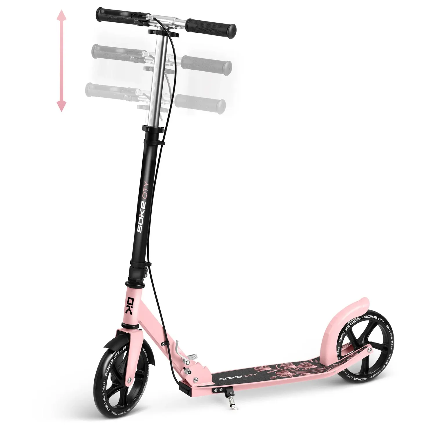 Soke City paspirtukas juodas ir rožinis - nuotrauka 1