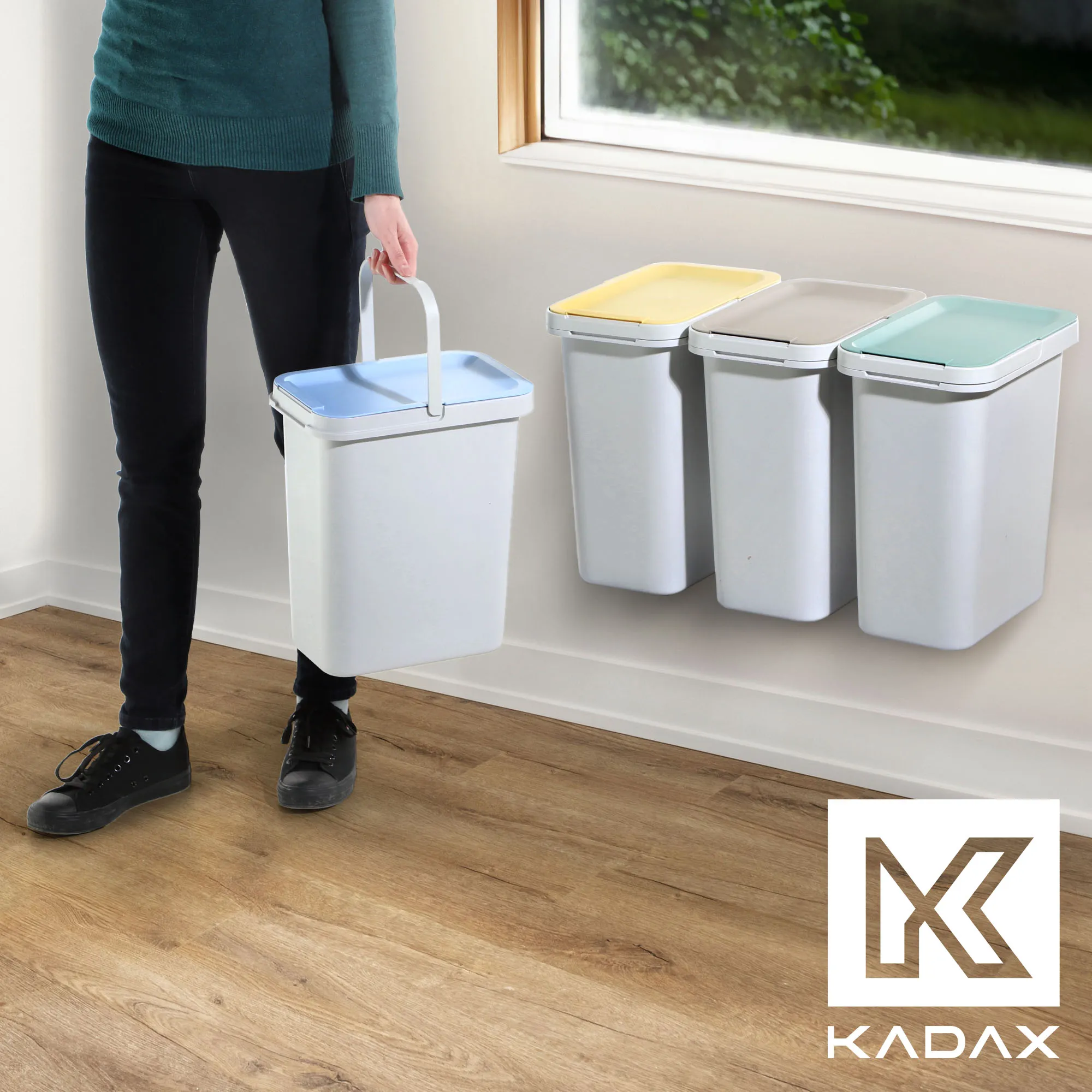Rully šiukšliadėžė 4 x 12 l su tvirtinimo laikikliais
