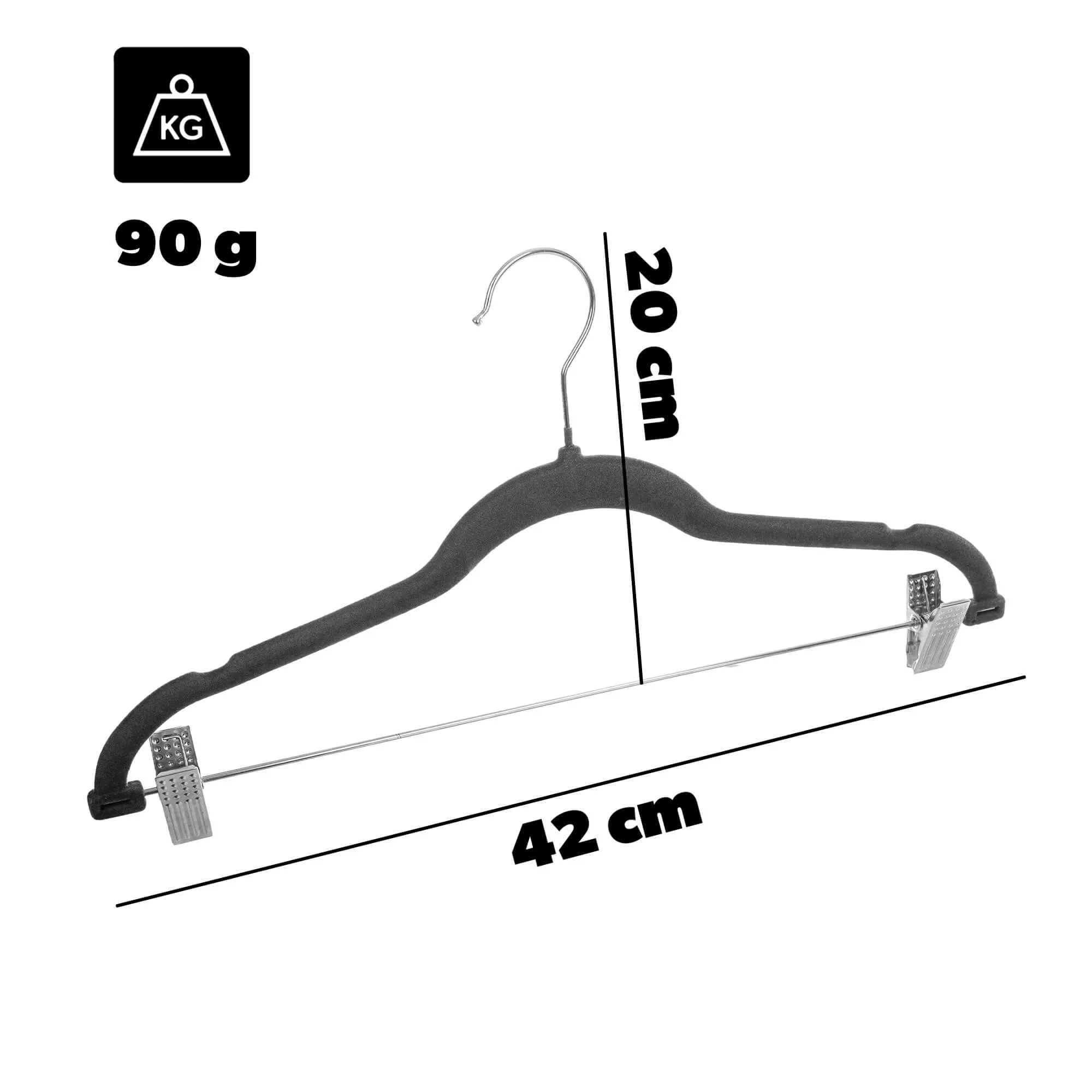 Aube kamšalu dengta drabužių pakaba su segtukais, tamsiai pilka, 12 vnt.