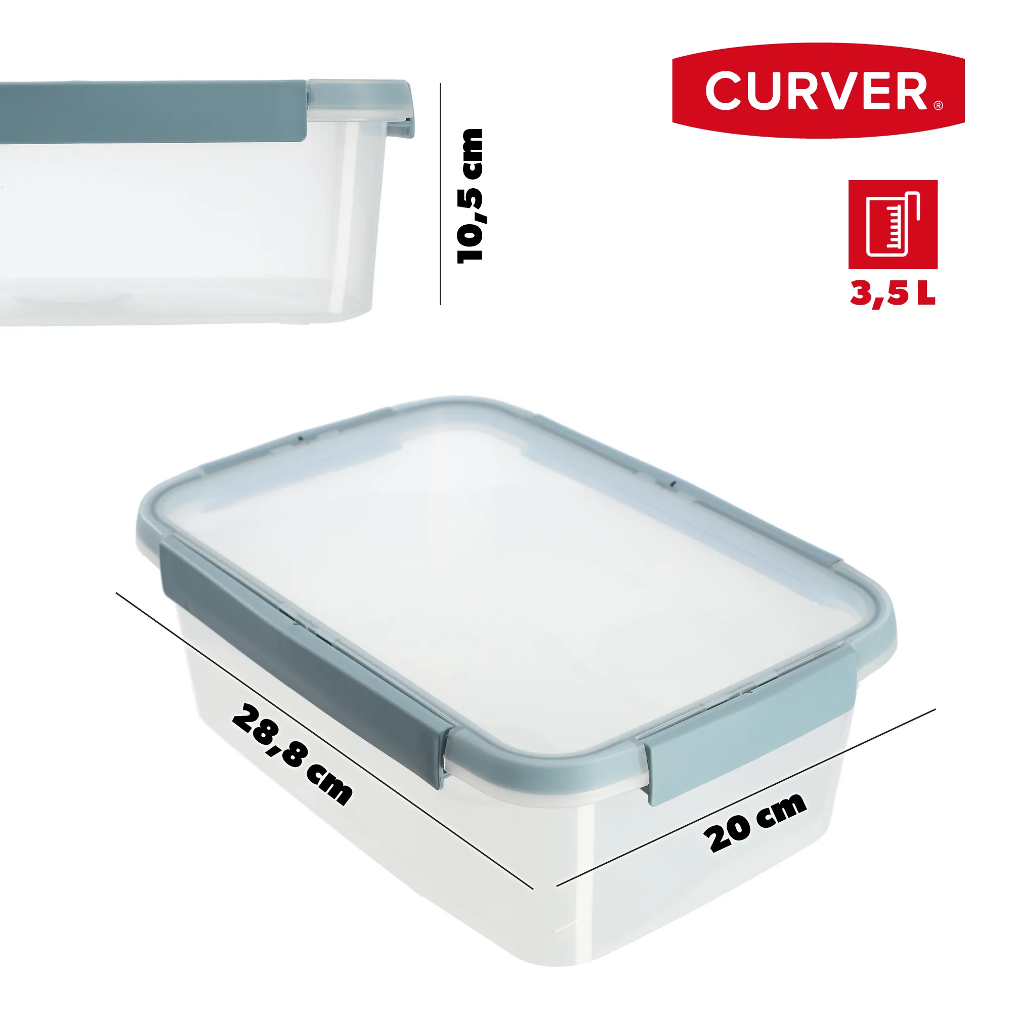 Curver Smart Fresh Eco maisto indas 3,5 l, dangaus mėlynumo, 29 cm