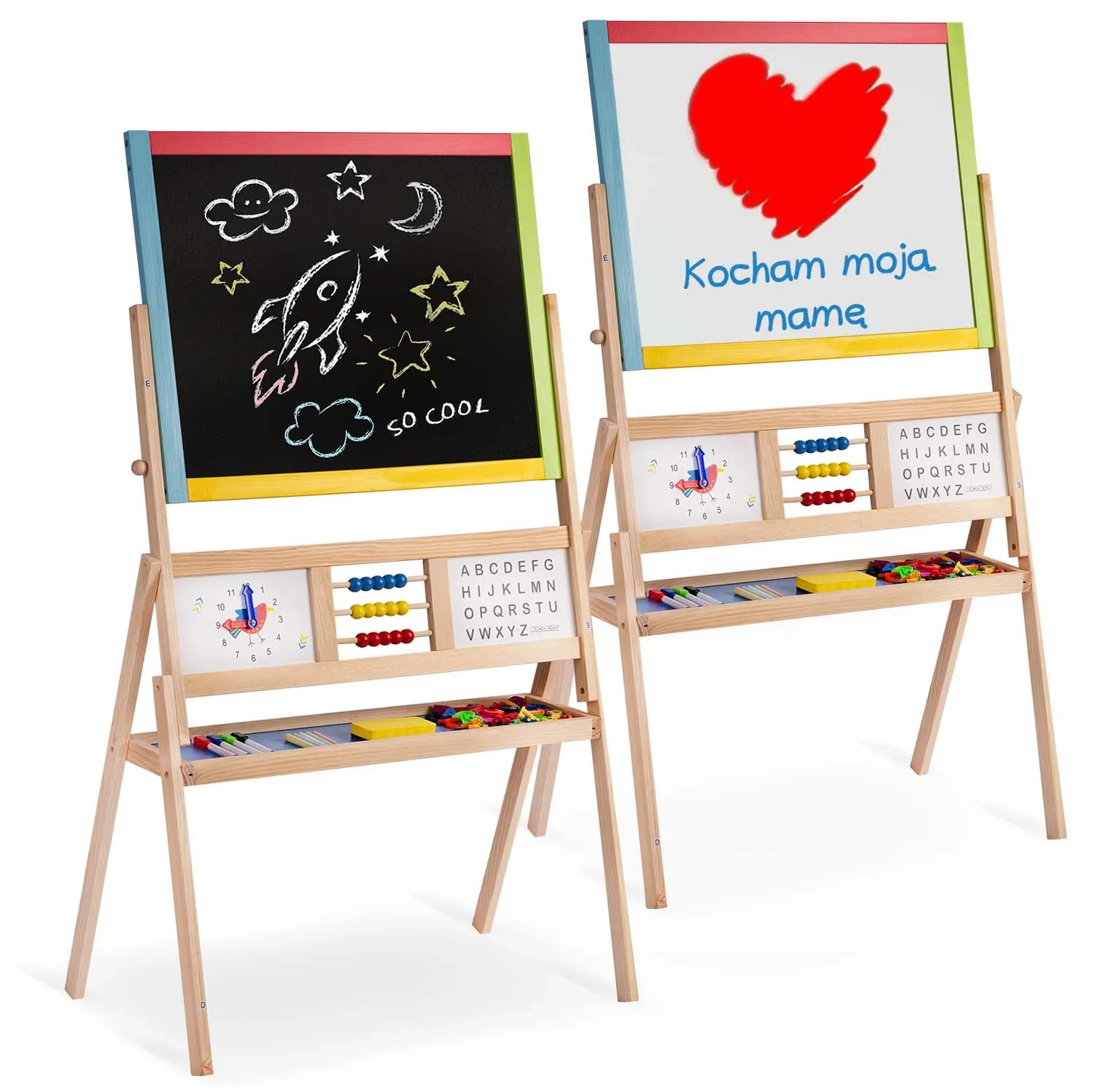 Ricokids didelė magnetinė kreidinė lenta su besisukančiu laikrodžiu – daugiaspalvė - nuotrauka 1