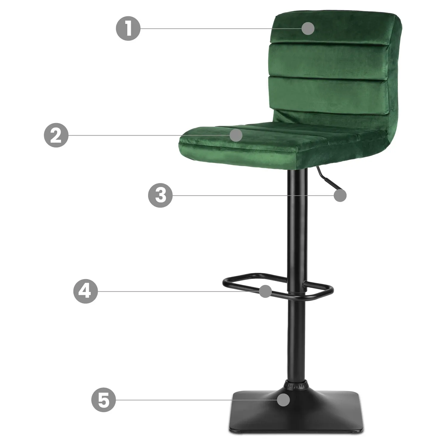 Drava žalia baro kėdė su atlošu - nuotrauka 1