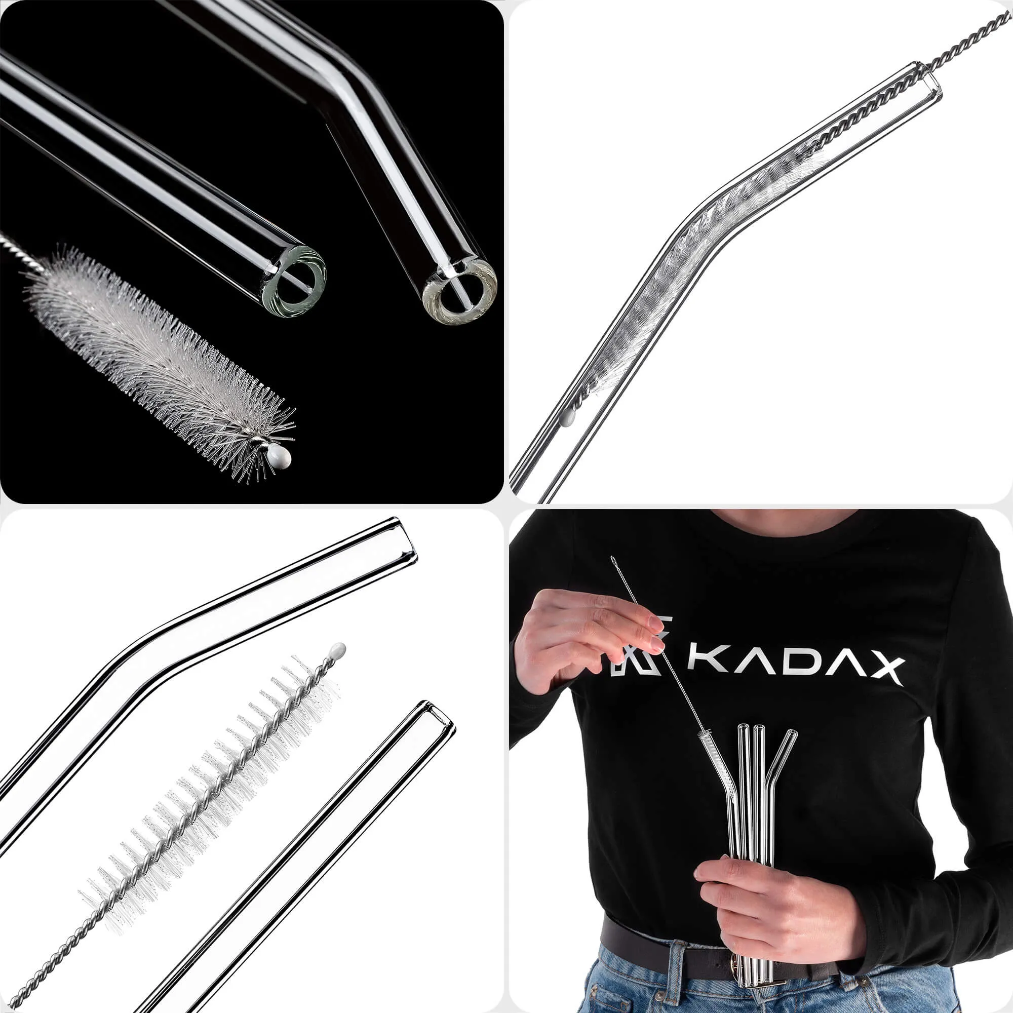 Archi borosilikatinio stiklo vamzdeliai 20 cm 4 vnt. + valiklis