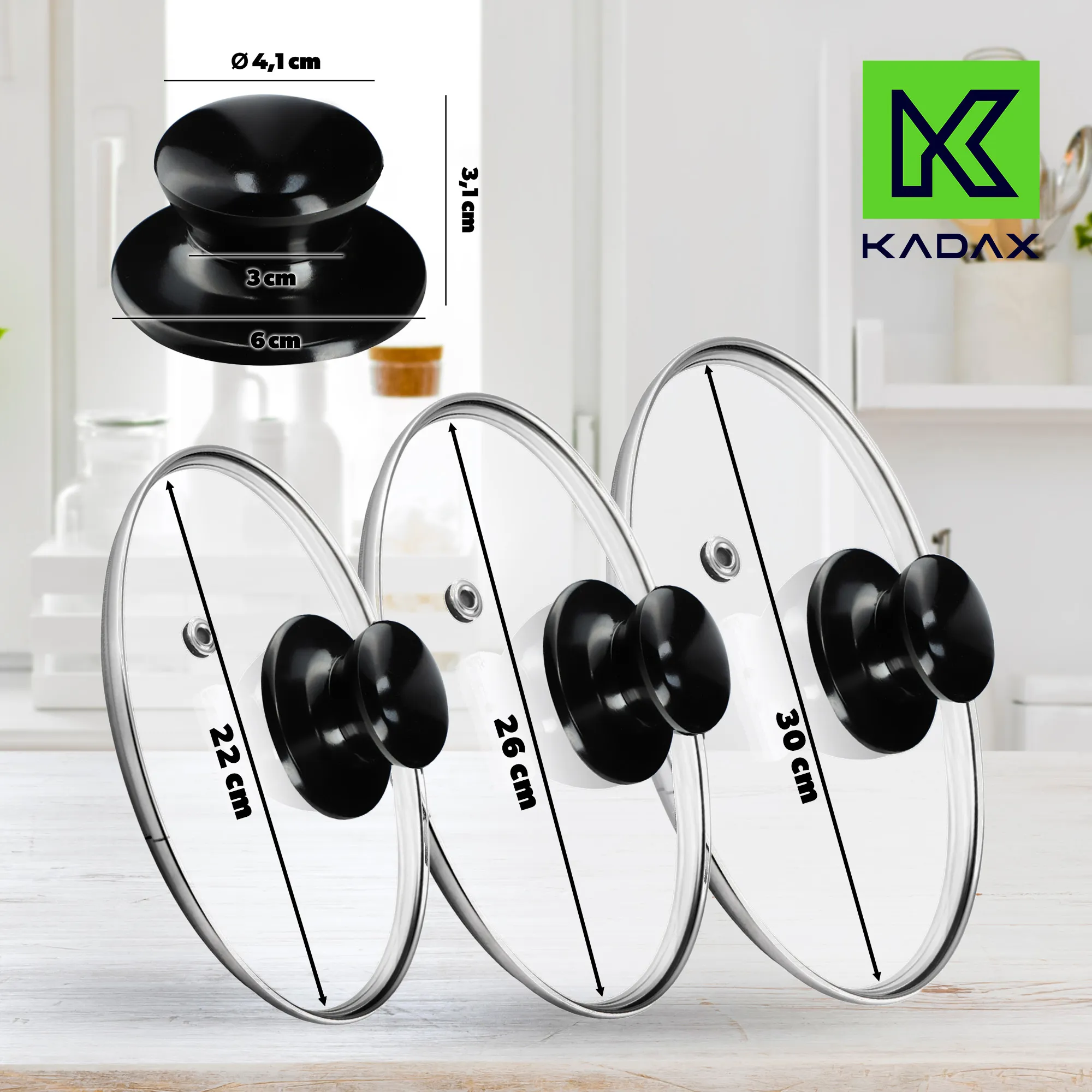 „Caserta“ orkaitėms atsparių dangčių rinkinys 22, 26, 30 cm