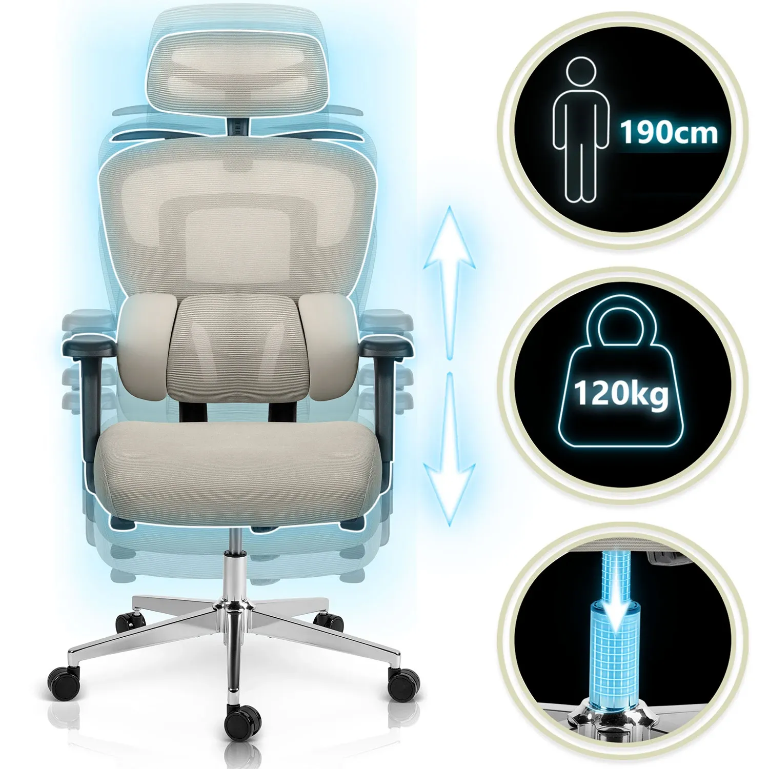 Sofotel Talin mikro tinklelio biuro kėdė – pilka - nuotrauka 1