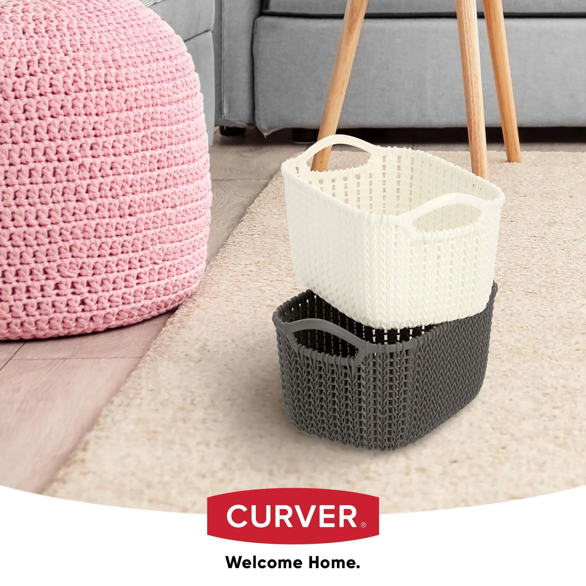 3L „Curver“ megztas krepšelis su rankenomis, rudas