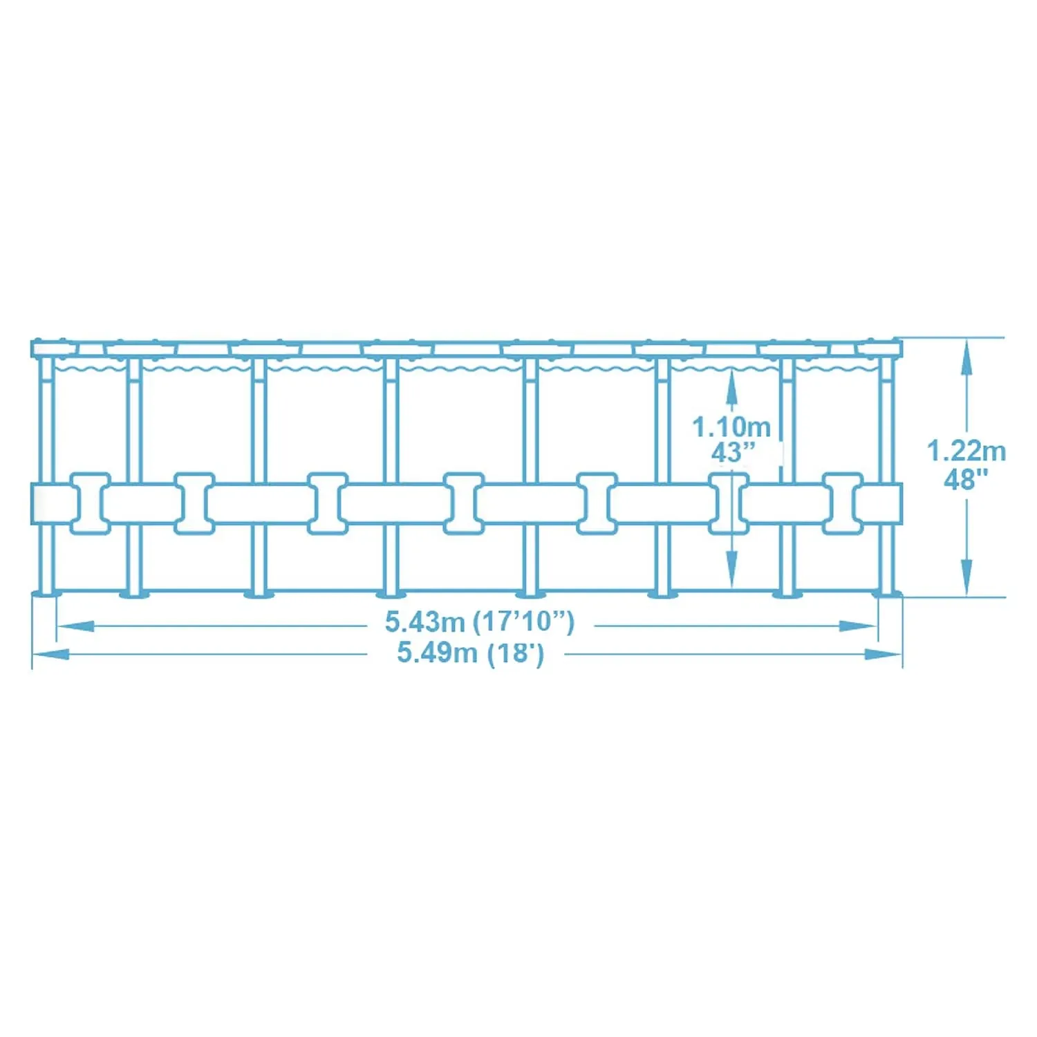 Karkasinis sodo baseinas 549 x 122 cm, 11 viename, „Bestway 5618Y“ - nuotrauka 1