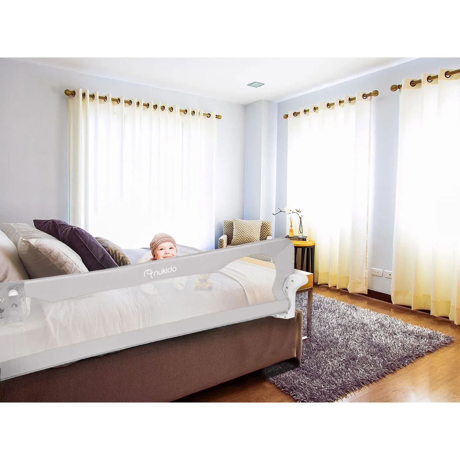 Apsauginis lovos turėklas 180 x 42 x 35 cm, Nukido pilkas - nuotrauka 1