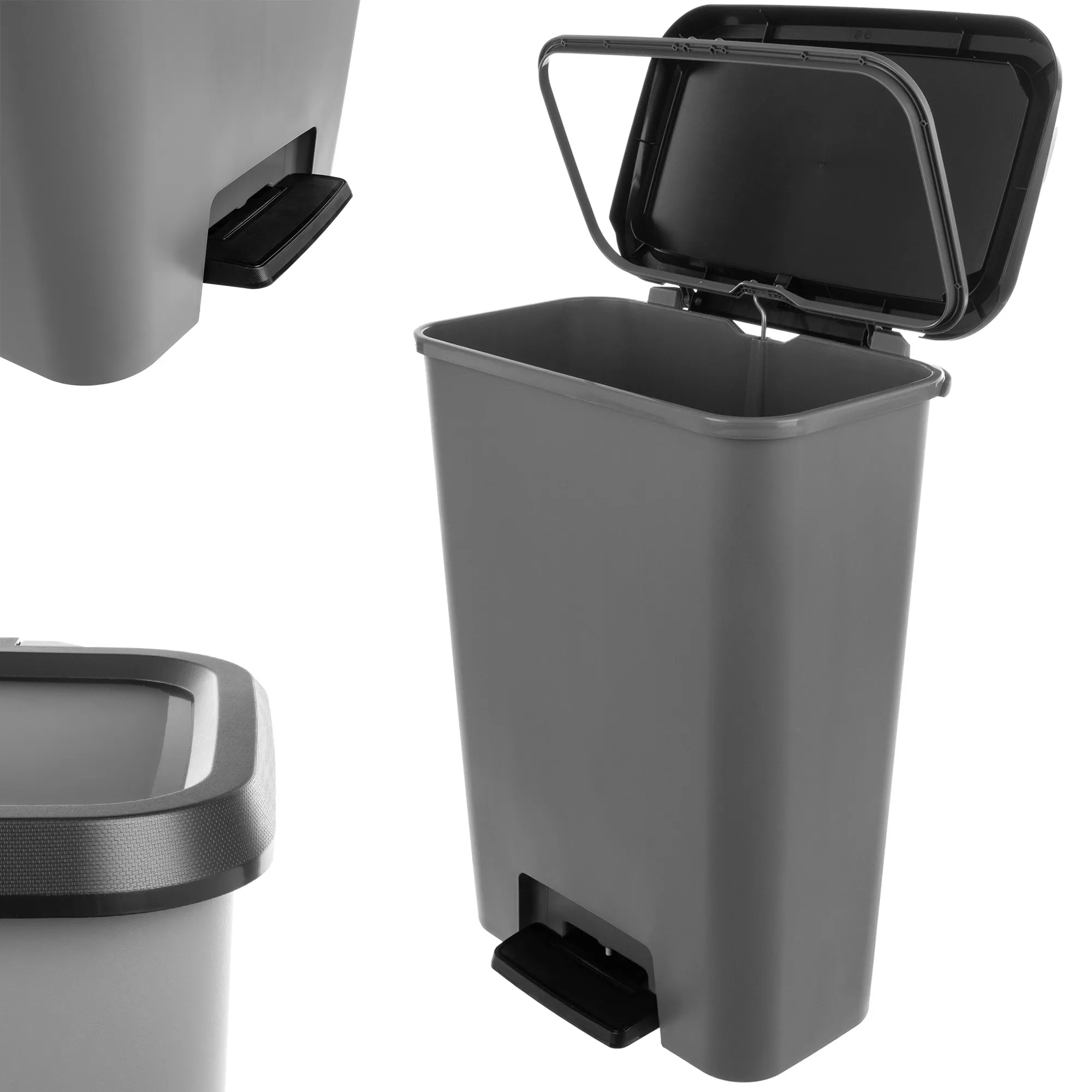 Curver Compatta šiukšliadėžė su pedalu, tamsiai pilka, 50 l