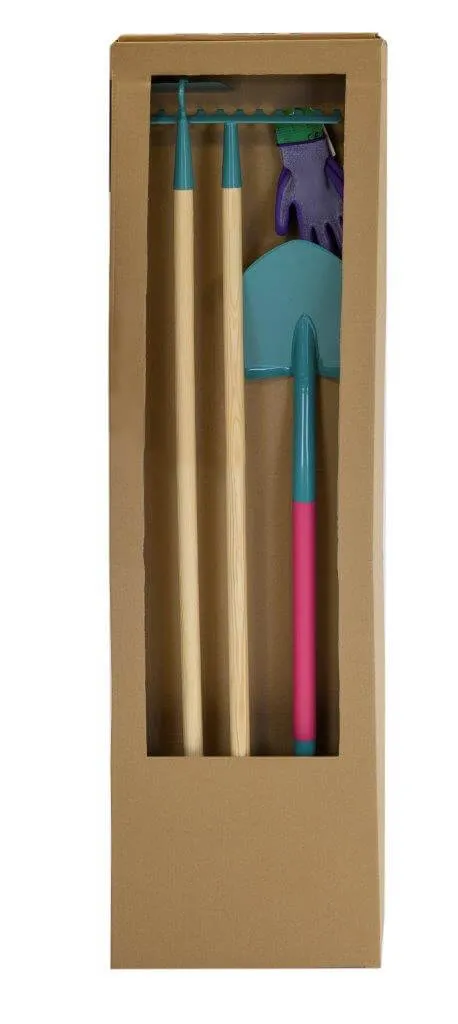 „Orum“ įrankių rinkinys: kastuvas, grėblys, kauptukas ir pirštinės