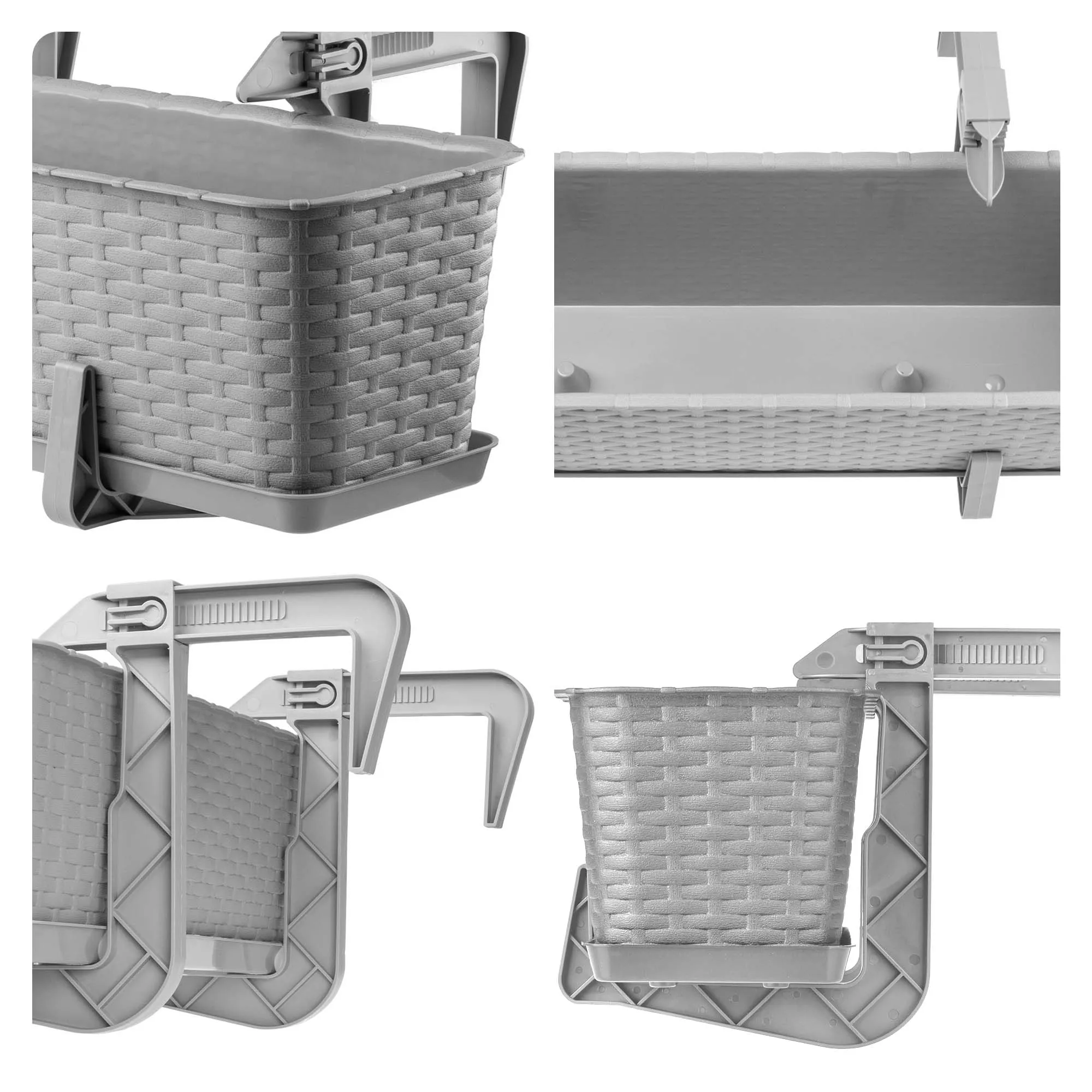 Balkono dėžė su rankenomis Castro šviesiai pilka 40 cm