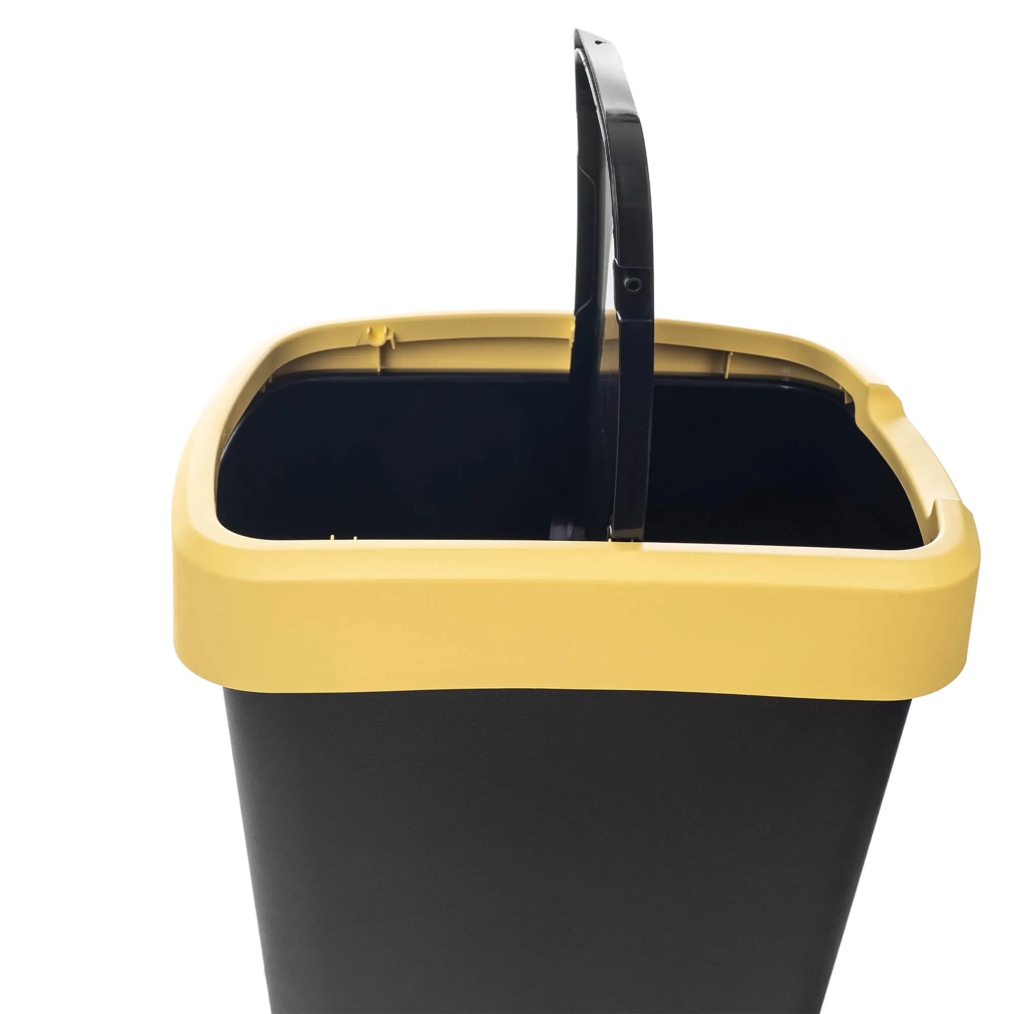 Morin 25 l šiukšliadėžė su besisukančiu dangčiu, juodos ir geltonos spalvos