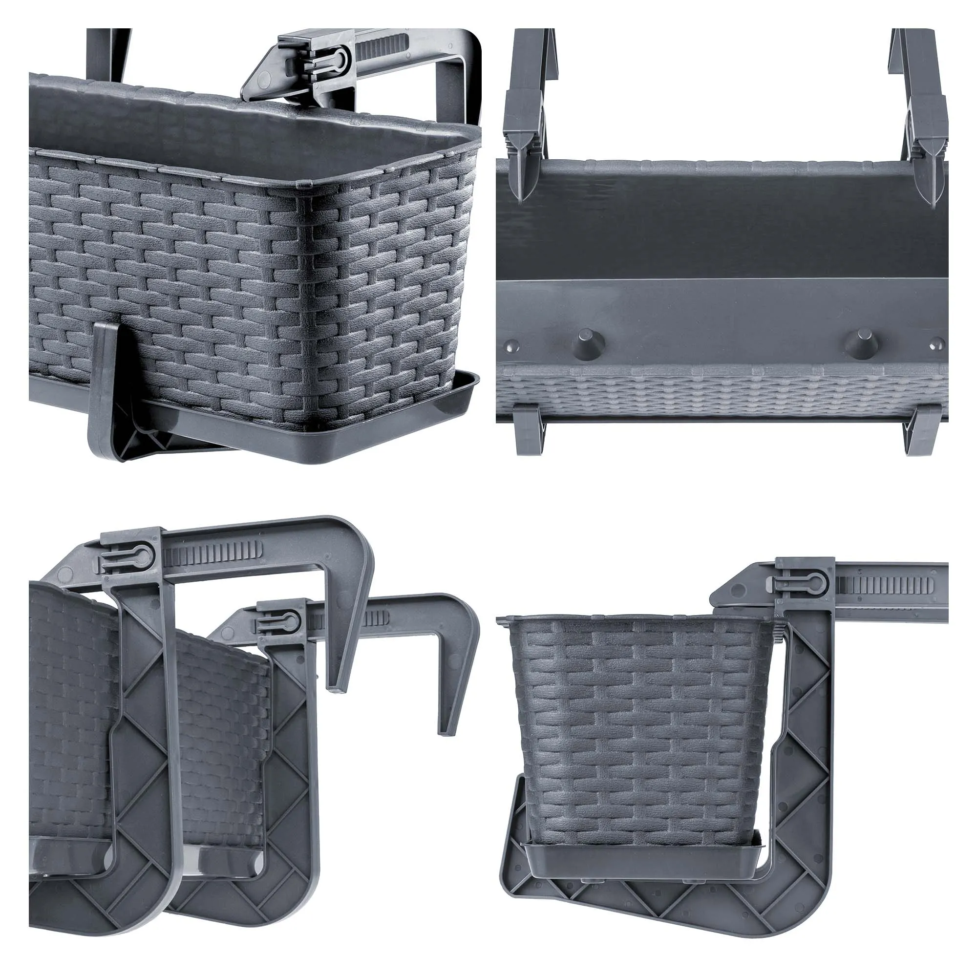 Balkono dėžė su rankenomis Castro grafito spalvos 40 cm