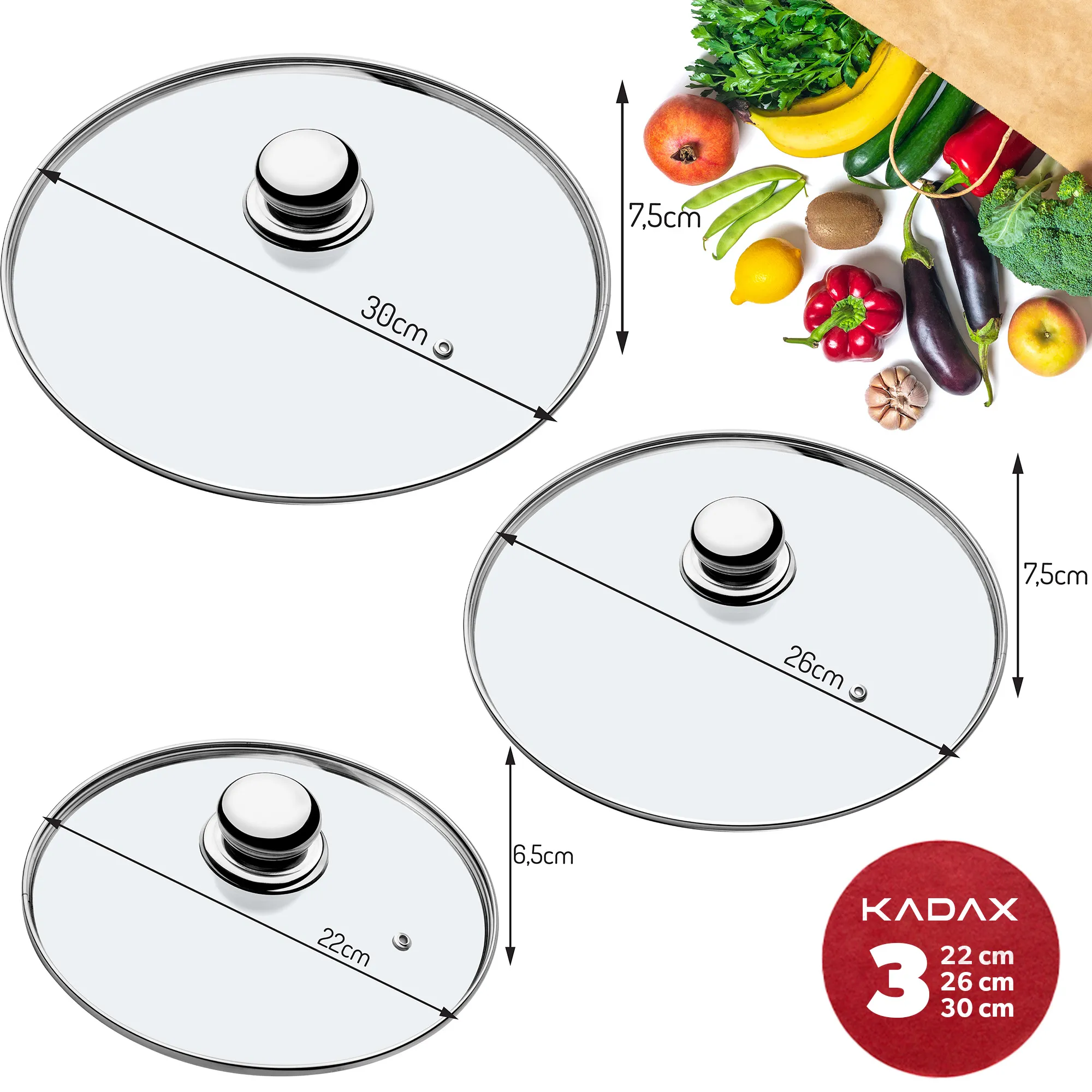 Vicenza orkaitėje kepti tinkamų dangčių rinkinys 22, 26, 30 cm