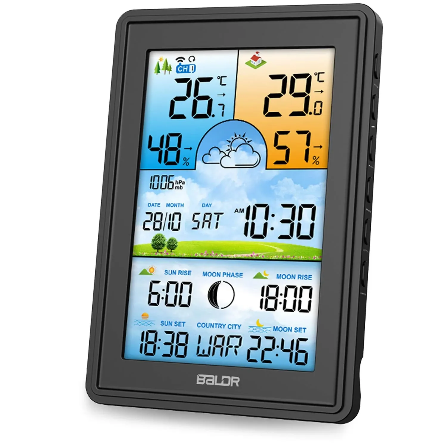 Meteorologinė stotelė su ekranu BD-906, juoda - nuotrauka 1