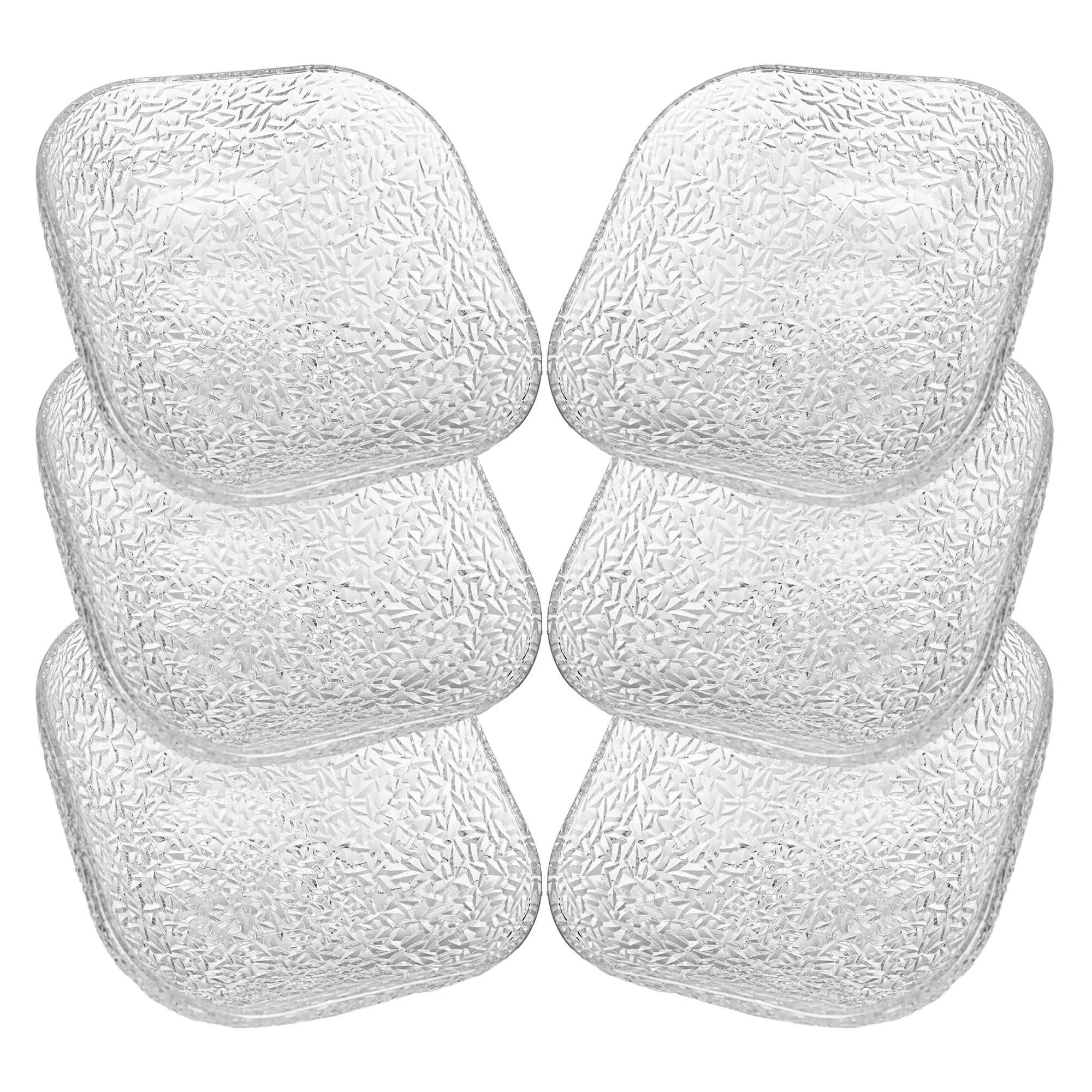 Venosa stikliniai salotų dubenėliai, 20 cm, su ledo raštu, 6 vnt.