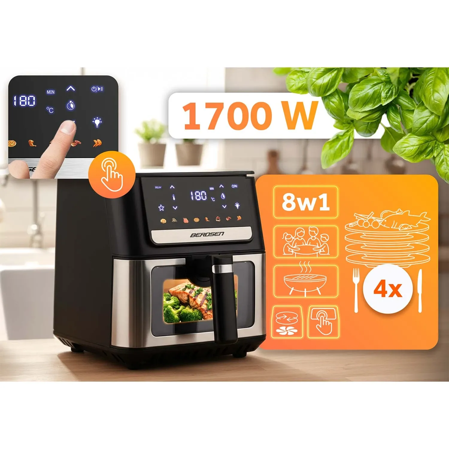 Oro gruzdintuvė 6,5 l Berdsen 1700W BD-655 juoda - nuotrauka 1