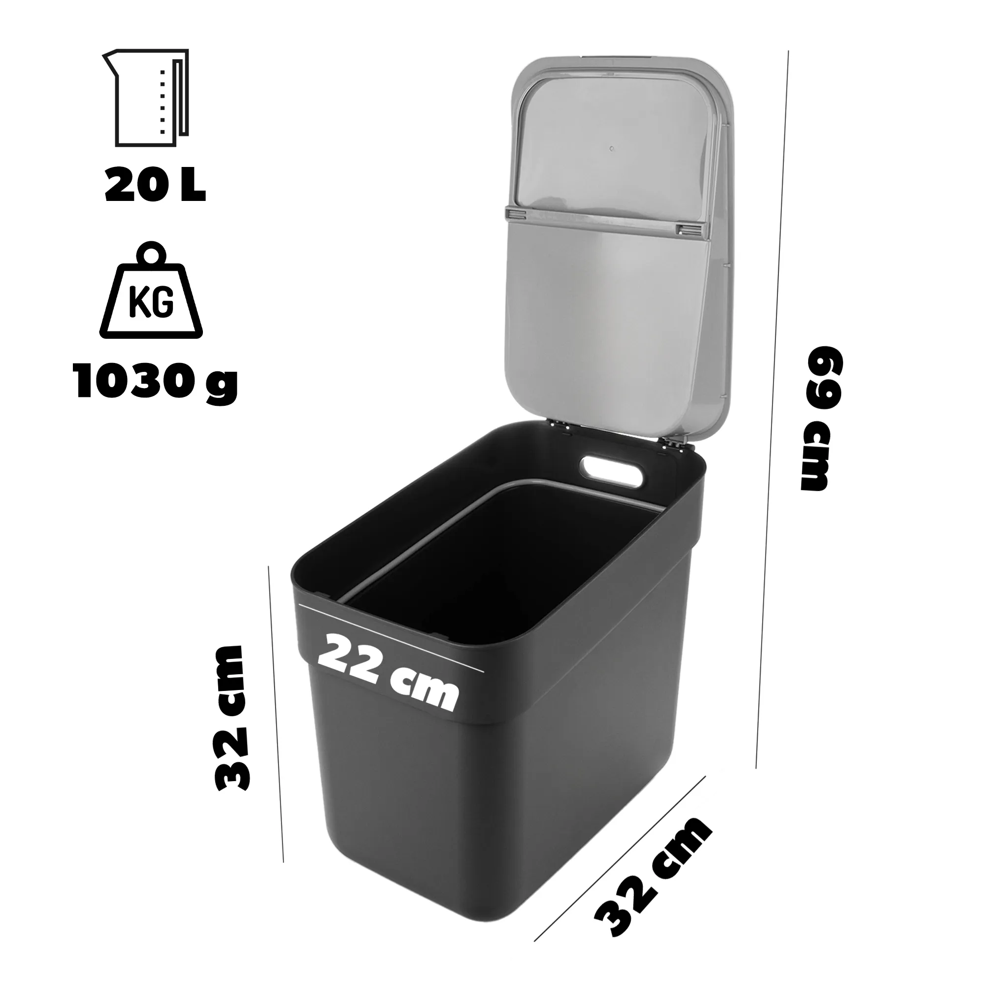 „Curver Ready to Collect“ 20 litrų pilka atliekų rūšiavimo šiukšliadėžė