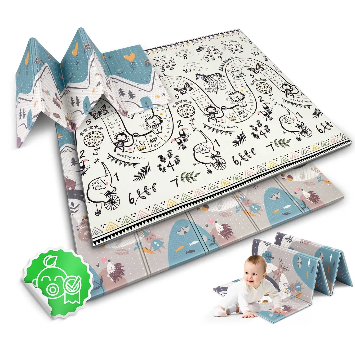 Sulankstomas edukacinis putplasčio kilimėlis 200 x 180 x 1 cm Nukido NK-340 - nuotrauka 1