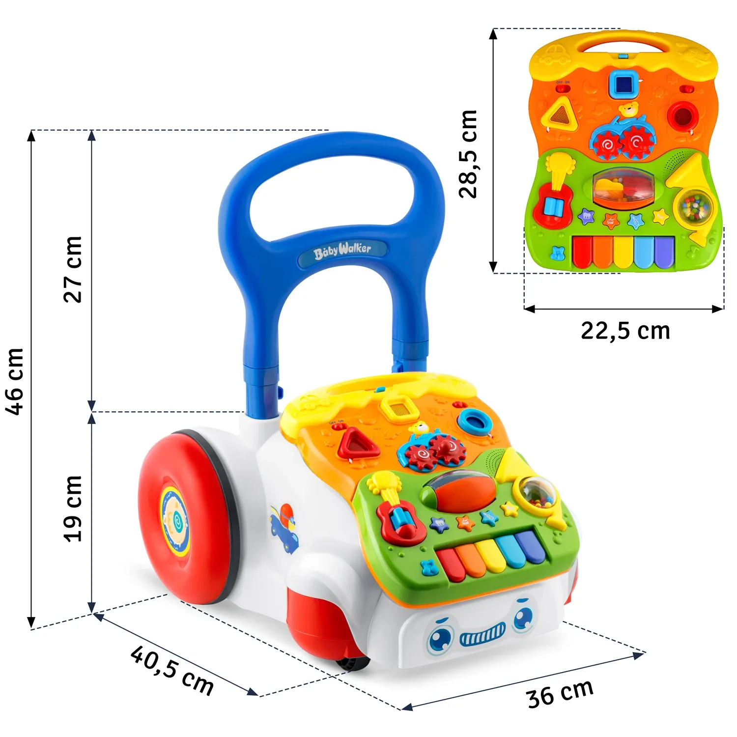 Edukacinis vaikštynė su muzika 2 viename RK-744 Ricokids baltas - nuotrauka 1