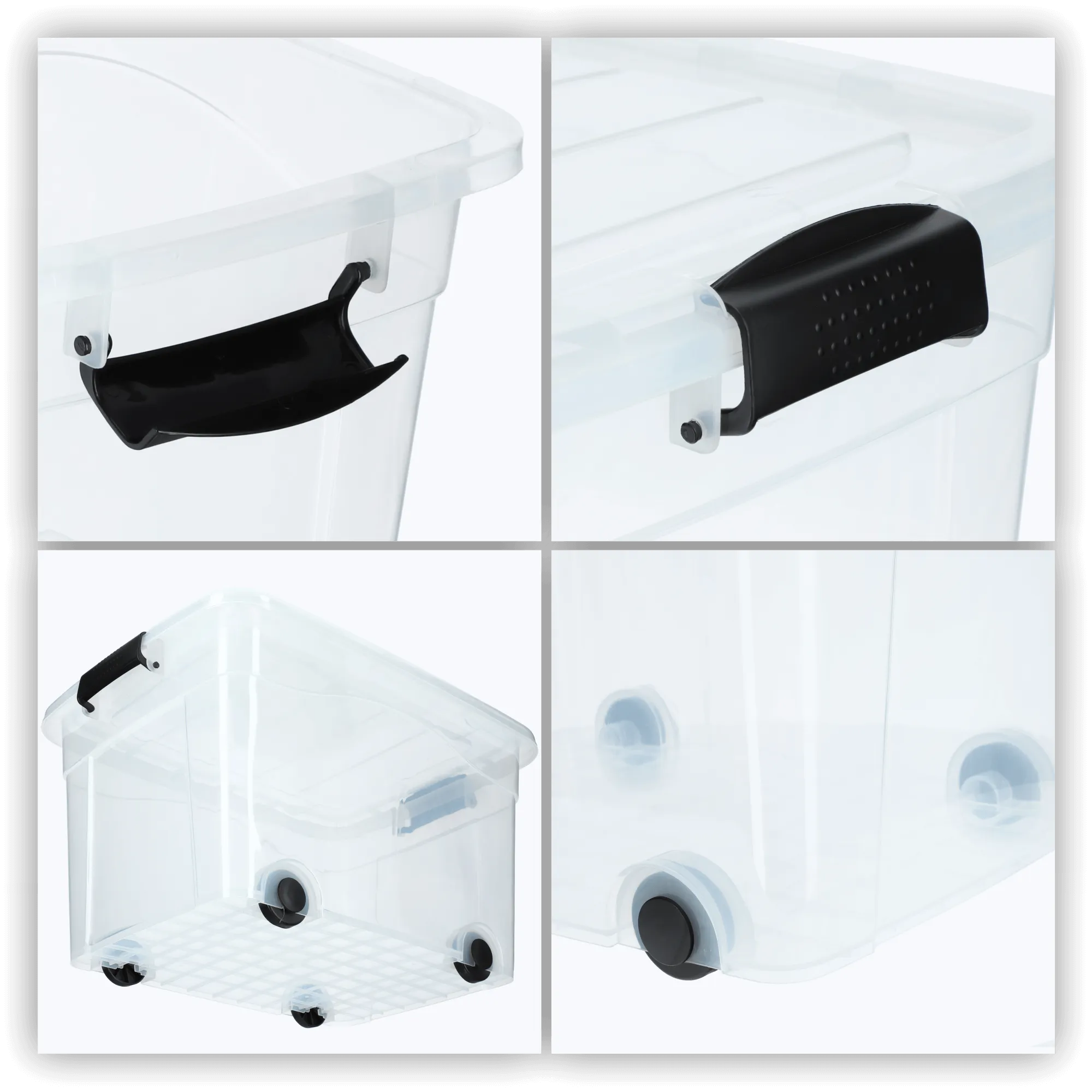 Vado 20L plastikinis konteineris su ratukais, skaidrus