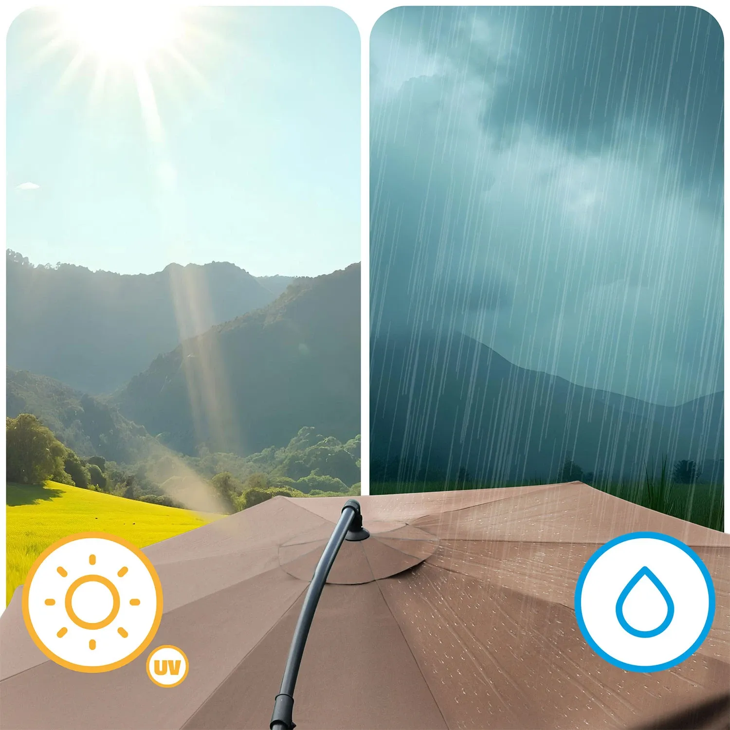 Sulankstomas sodo skėtis, 8 segmentų, 350 cm, su uždanga, „Plonos PL-881“ - nuotrauka 1