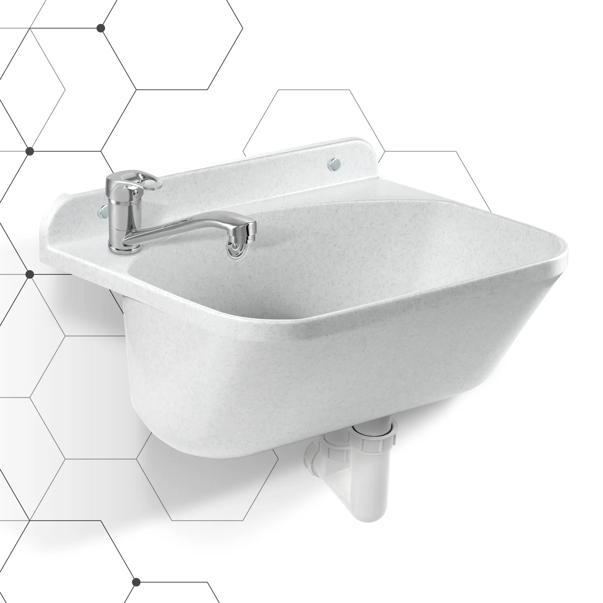 Gospo Eko kriauklė su pasukamu maišytuvu, balta