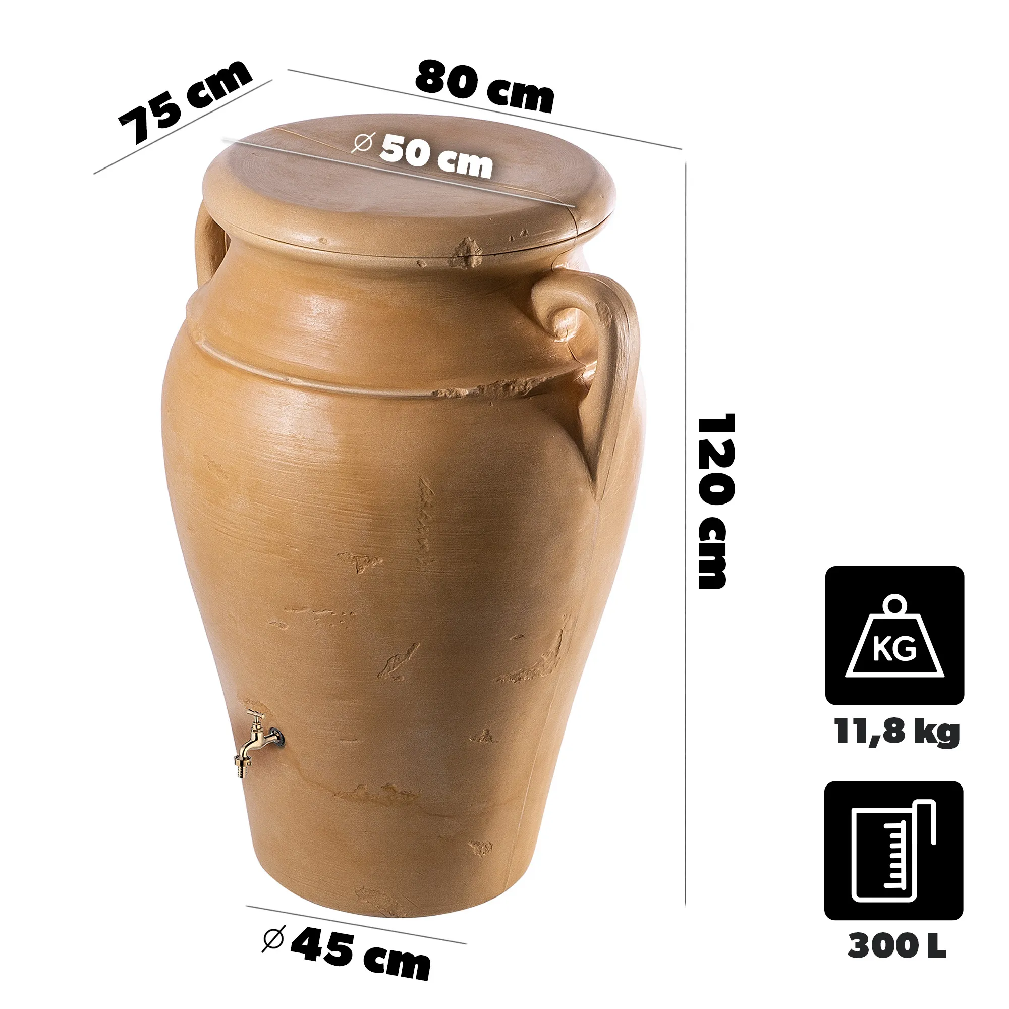 Barbat 300L lietaus vandens bakas + prijungimo komplektas