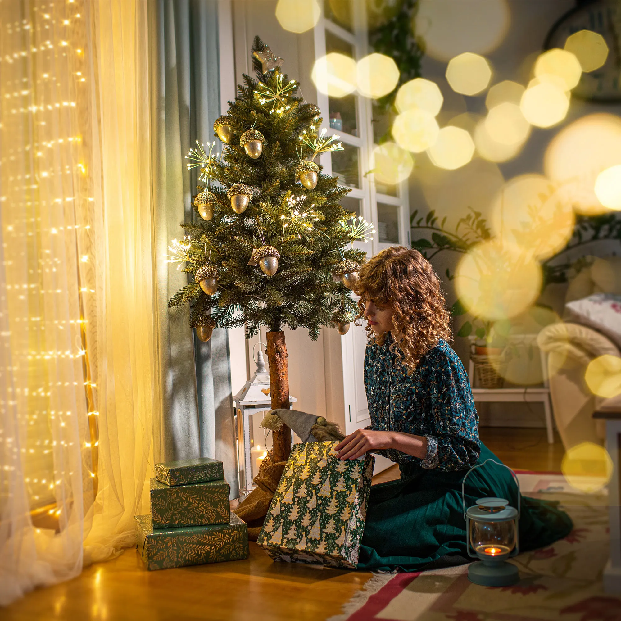 Dirbtinė Kalėdų eglutė ant eglės kamieno Mireval 160 cm