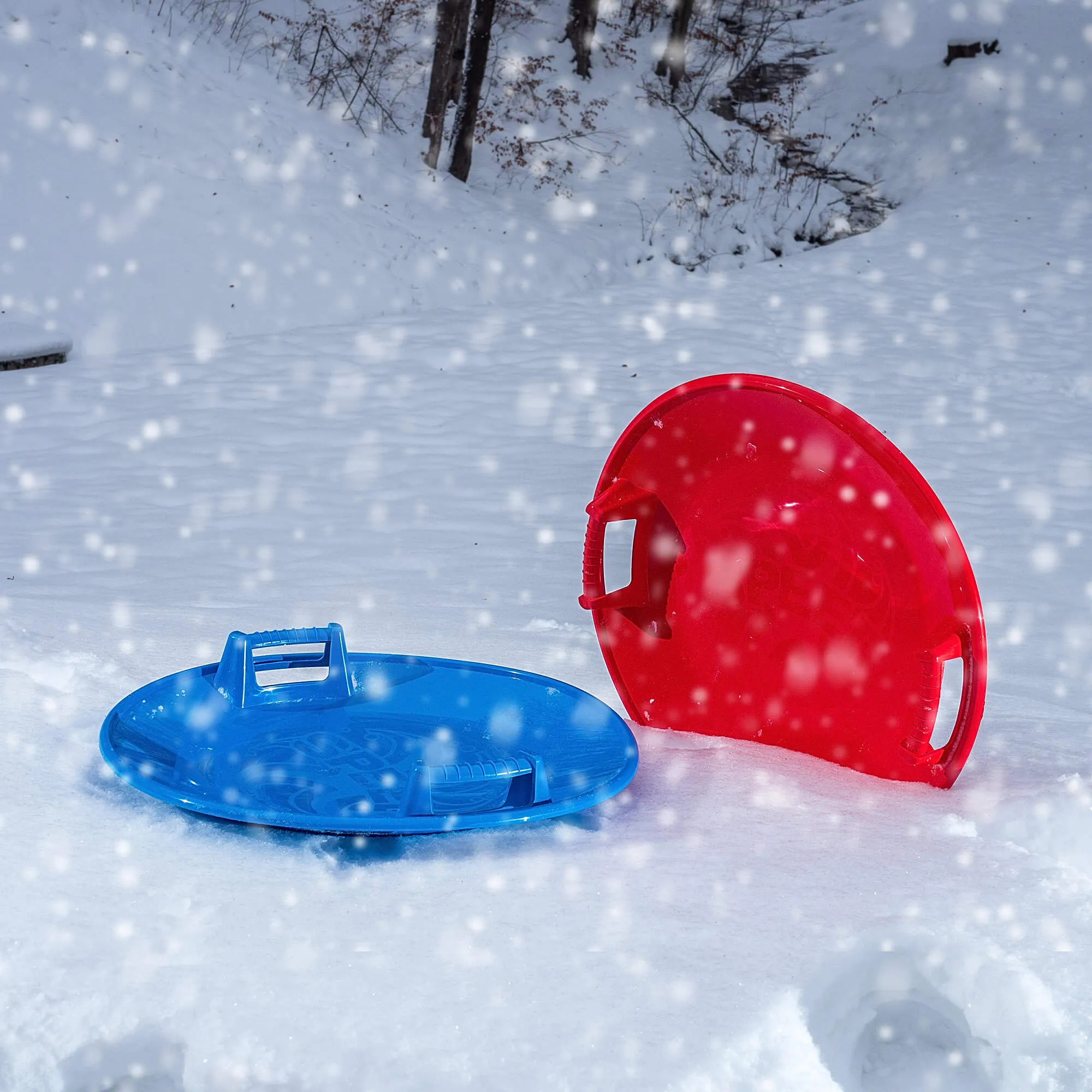 Trin plastikinė čiuožykla, apvali, raudona