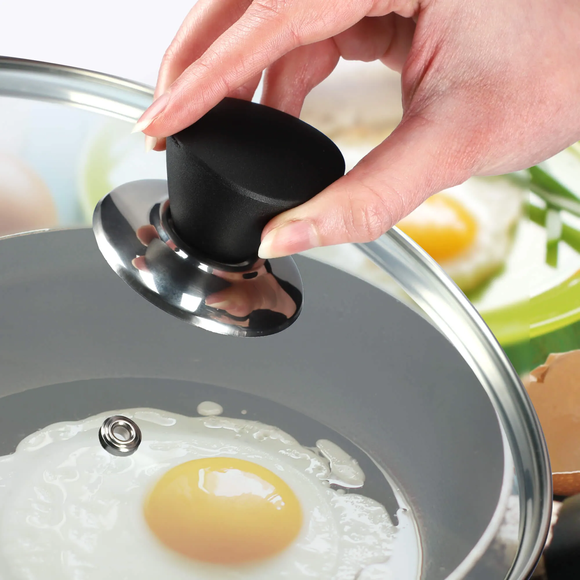 Taranto 22 cm orkaitėje atsparus dangtis su juoda rankena