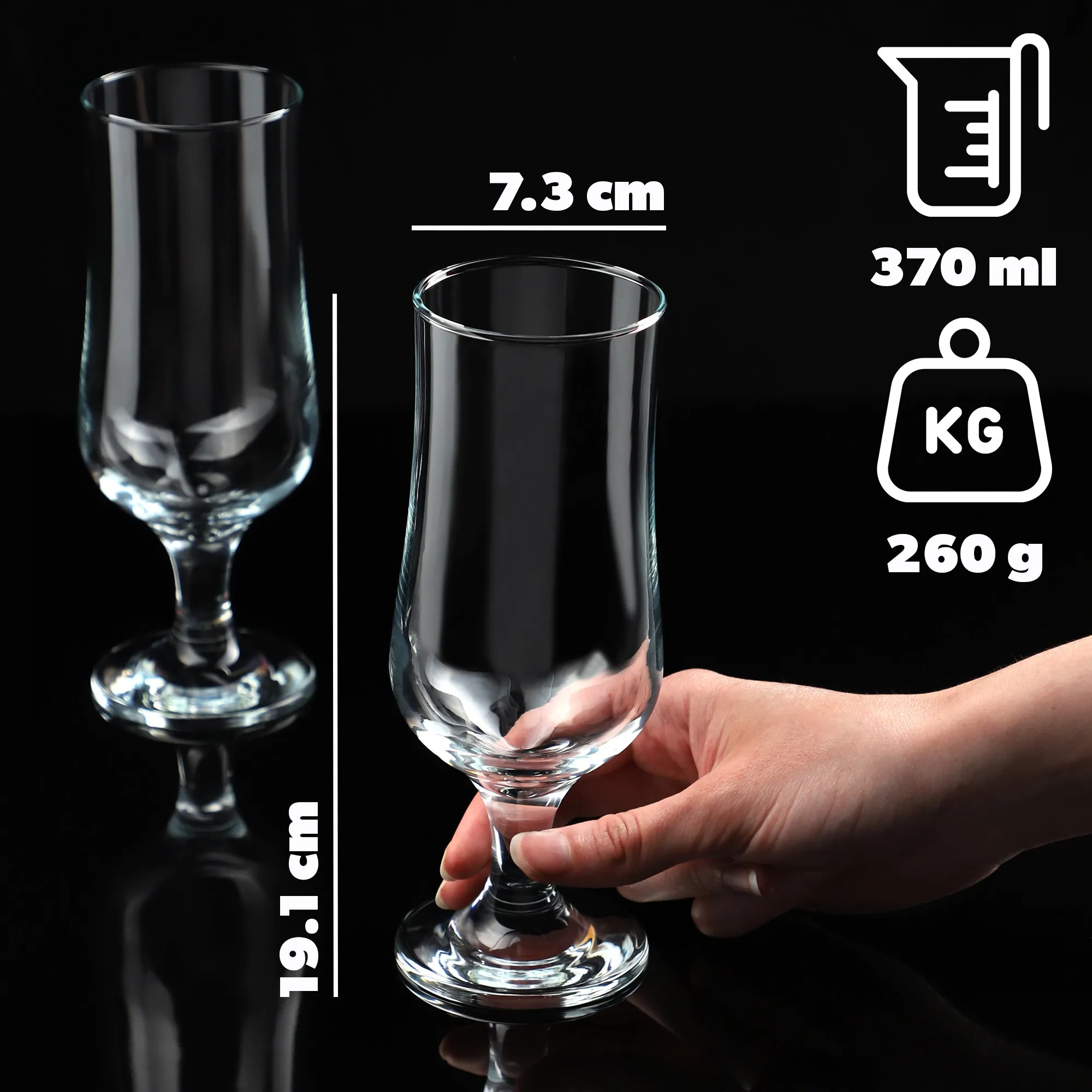 Stiklinės su kojelėmis, 370 ml, 6 vnt.