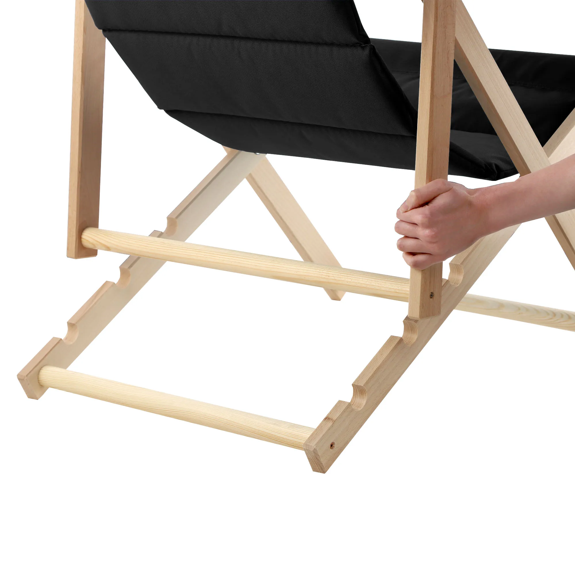 „Troia“ paplūdimio gultas su pagalvėle, juodas