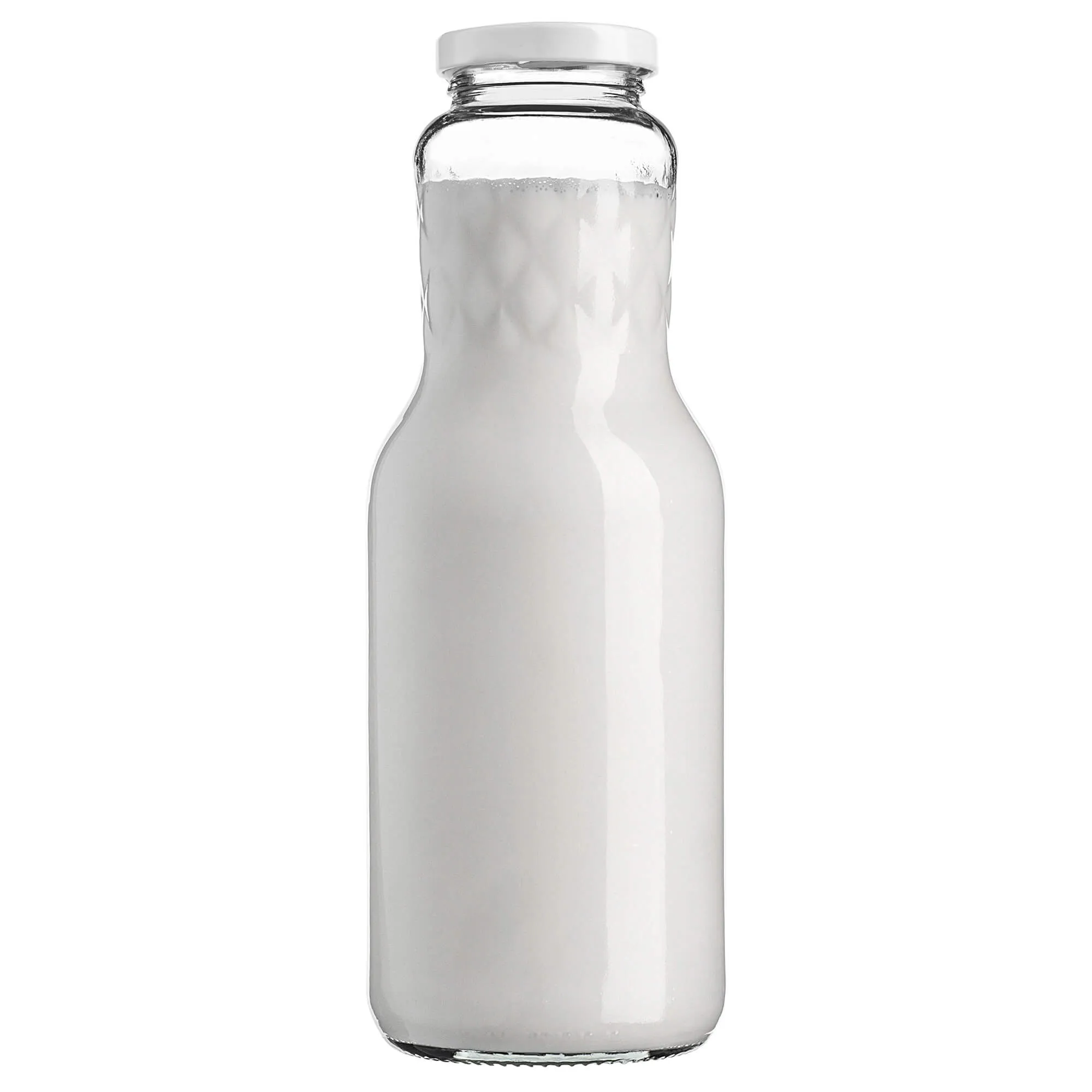 „Corlo“ stiklinis pieno buteliukas 1 l su baltu dangteliu, 53 mm skersmens, 3 vnt.