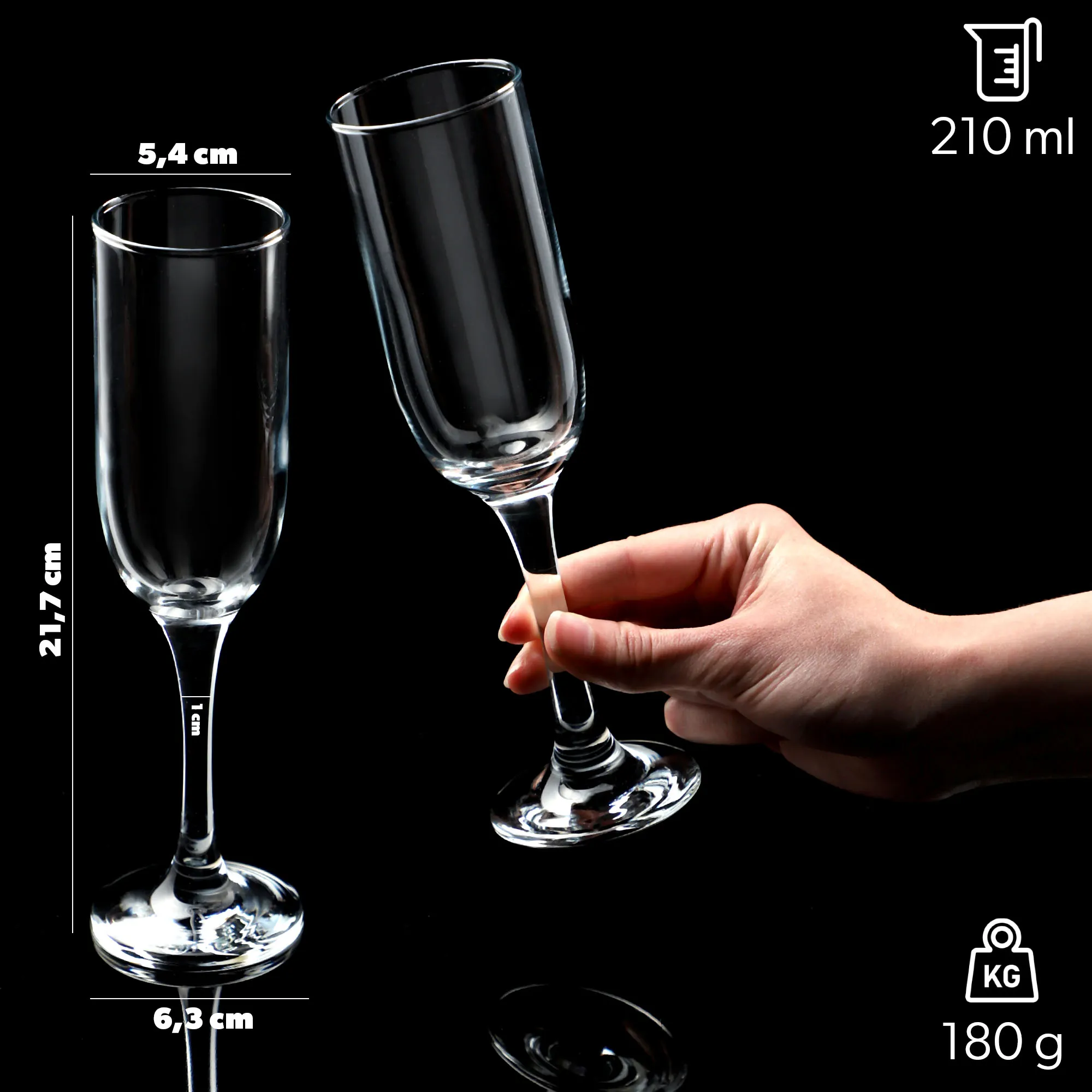 Lampi šampano taurės 210 ml, 6 vnt.