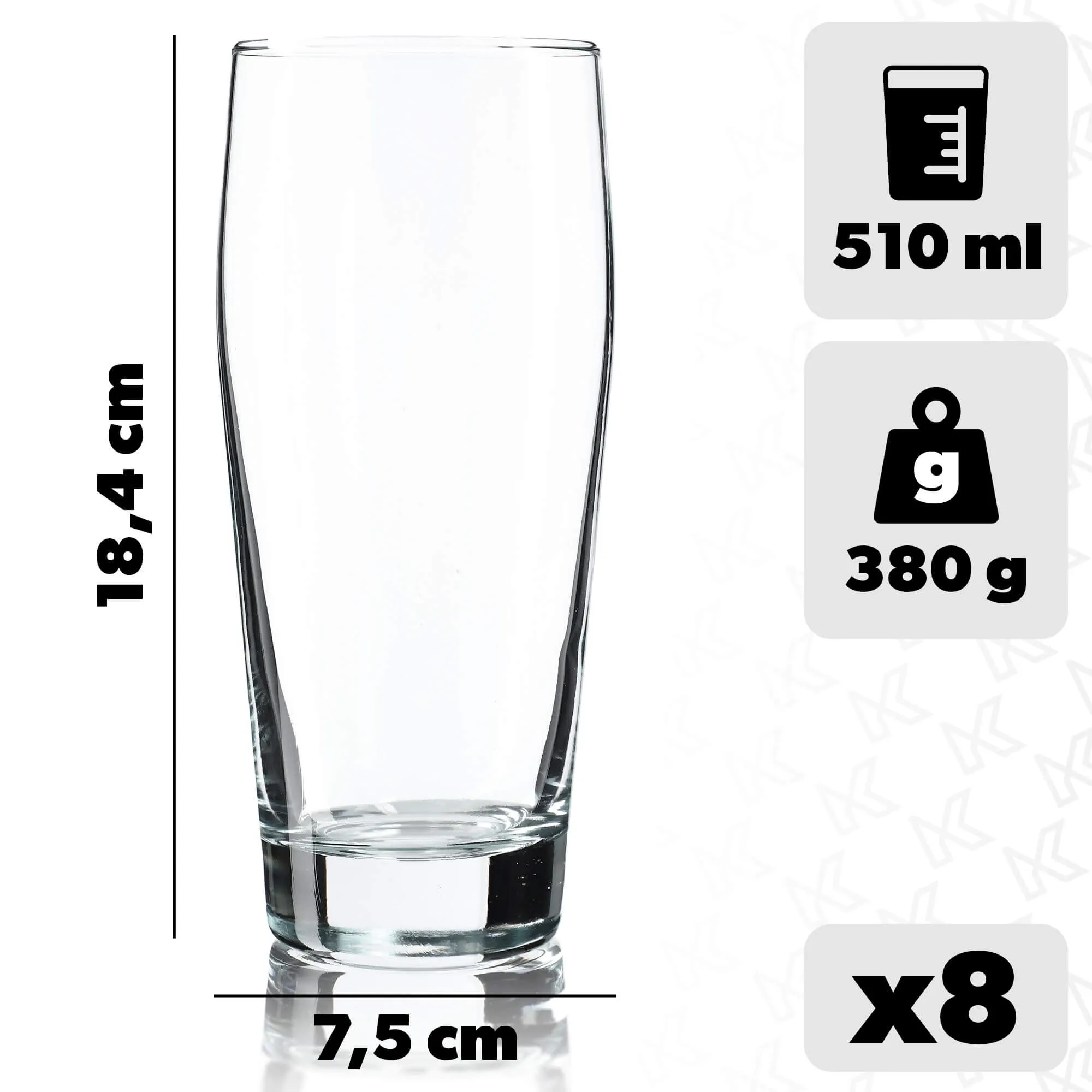 „Lumia“ alaus stiklinės, 510 ml, 8 vnt. pakuotėje