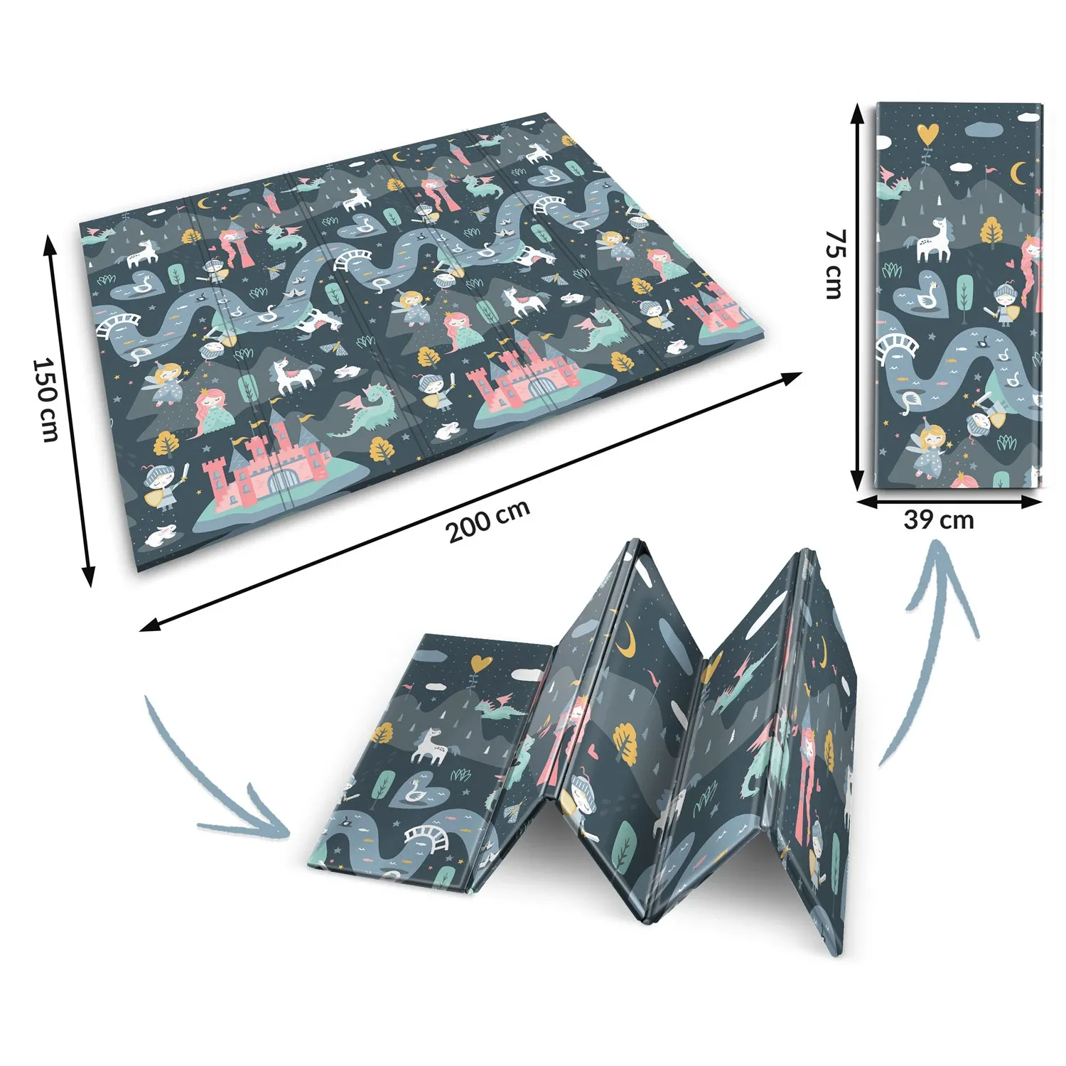 Sulankstomas edukacinis putplasčio kilimėlis 200 x 150 x 1 cm Nukido NK-341 - nuotrauka 1