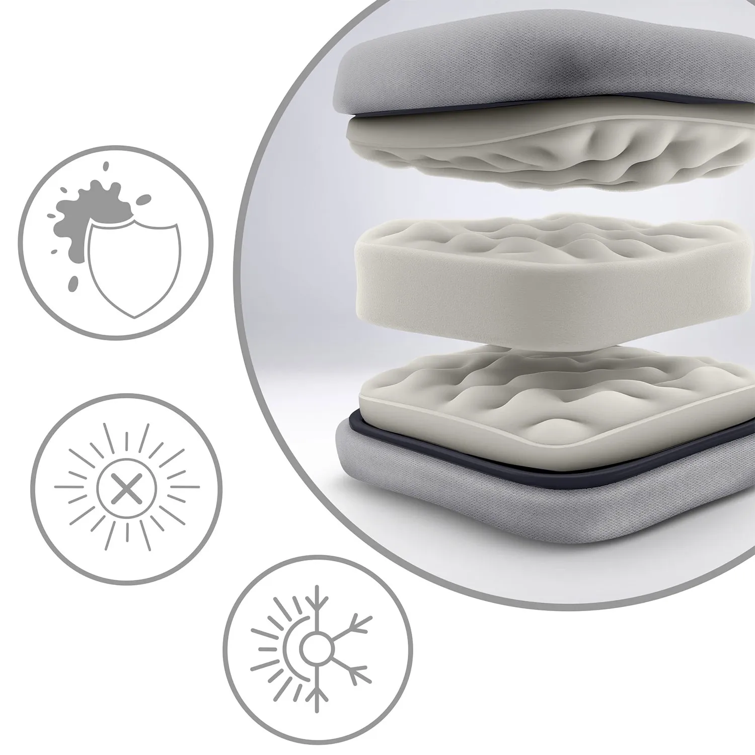 Sulankstomas sodo gultas su pagalvėle Sofotel ChillWell, 2 vnt. komplektas, šviesiai pilkas - nuotrauka 1