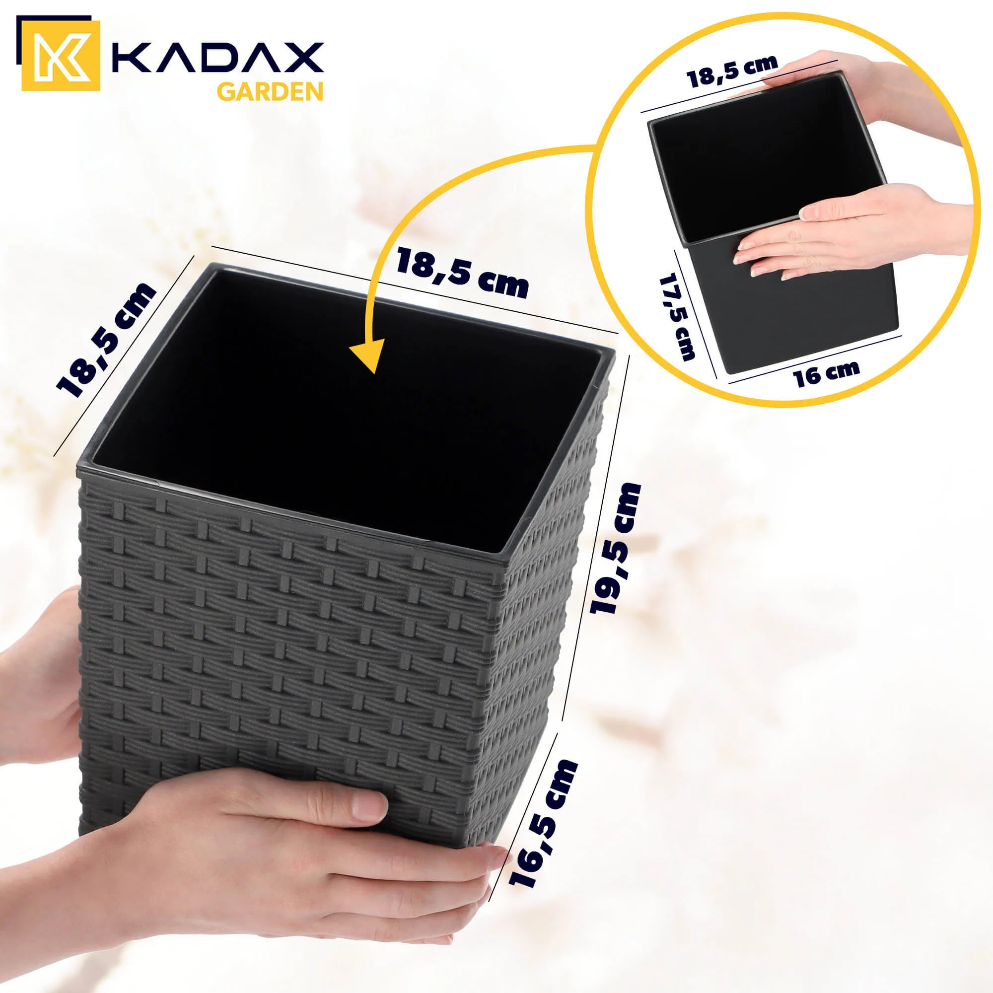 Gėlių vazonas su rotango įdėklu 19 cm