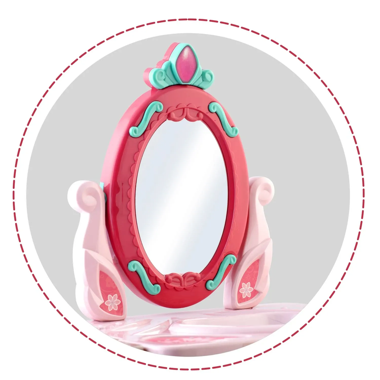 Tualetinis staliukas-lagaminas mergaitėms su veidrodžiu Ricokids 773300 - nuotrauka 1