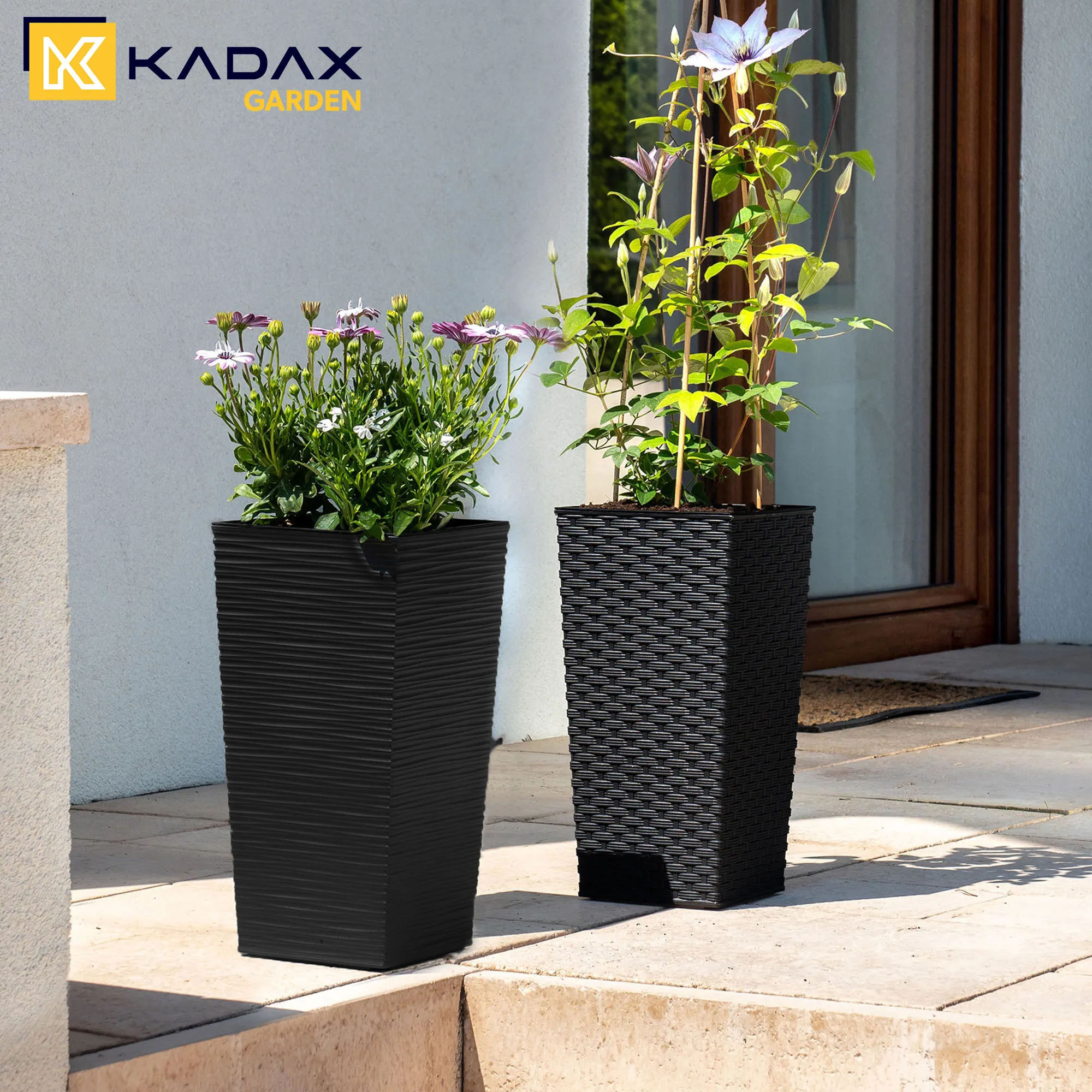 Pesaro rotango gėlių vazonai su įdėklu 30 cm + 35 cm + 40 cm