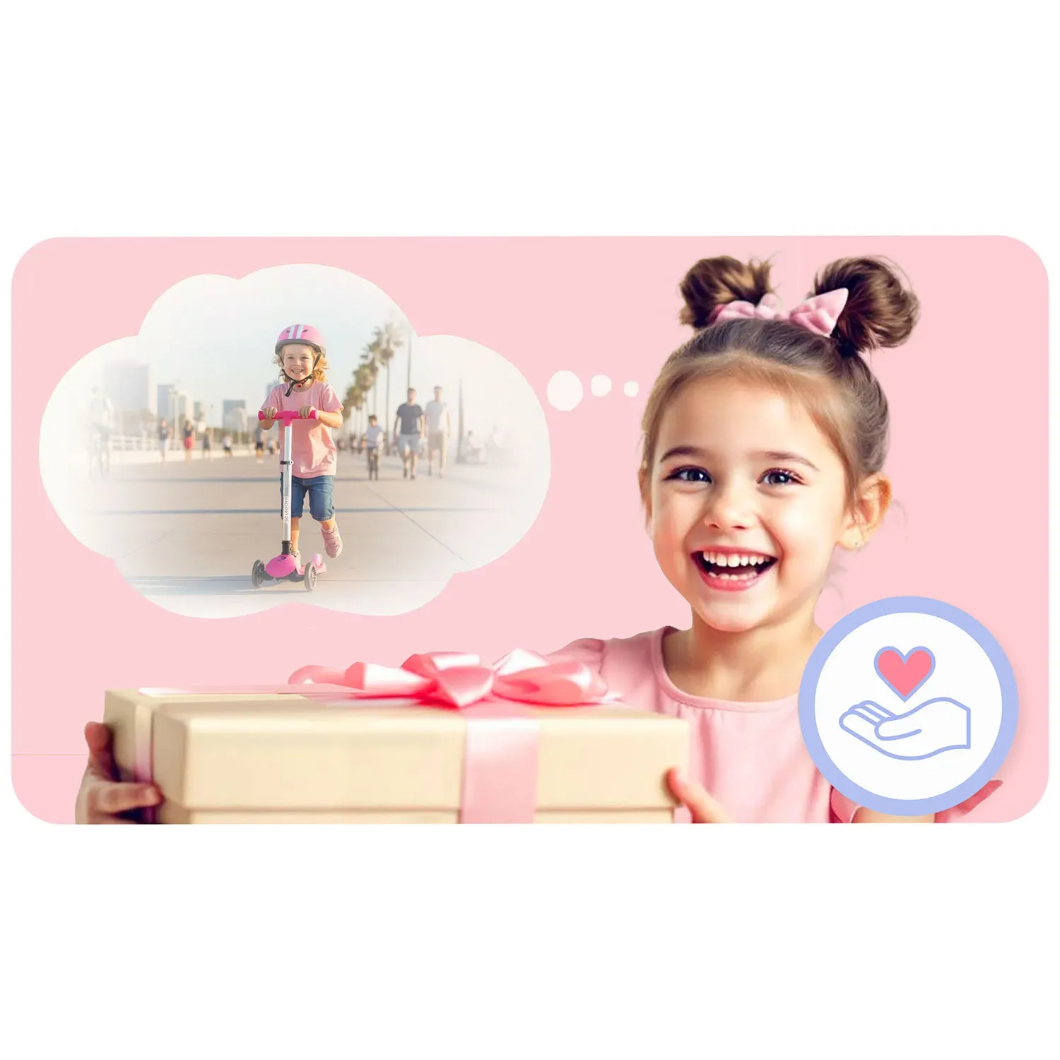 „Ricokids Jelly“ triratis balansinis paspirtukas vaikams, šviečiantis tamsoje - rožinis - nuotrauka 1