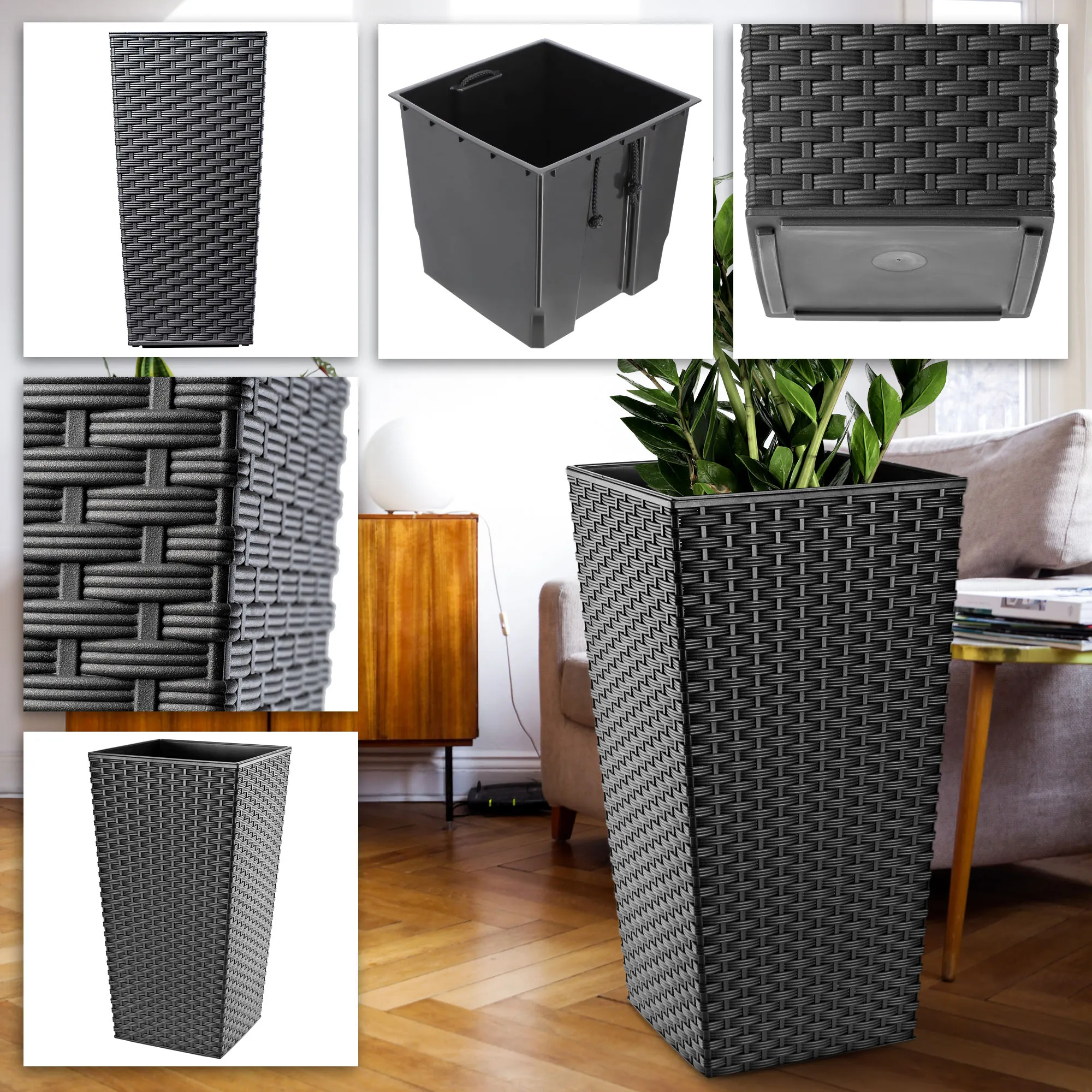 3 gėlių vazonų su įdėklu rinkinys